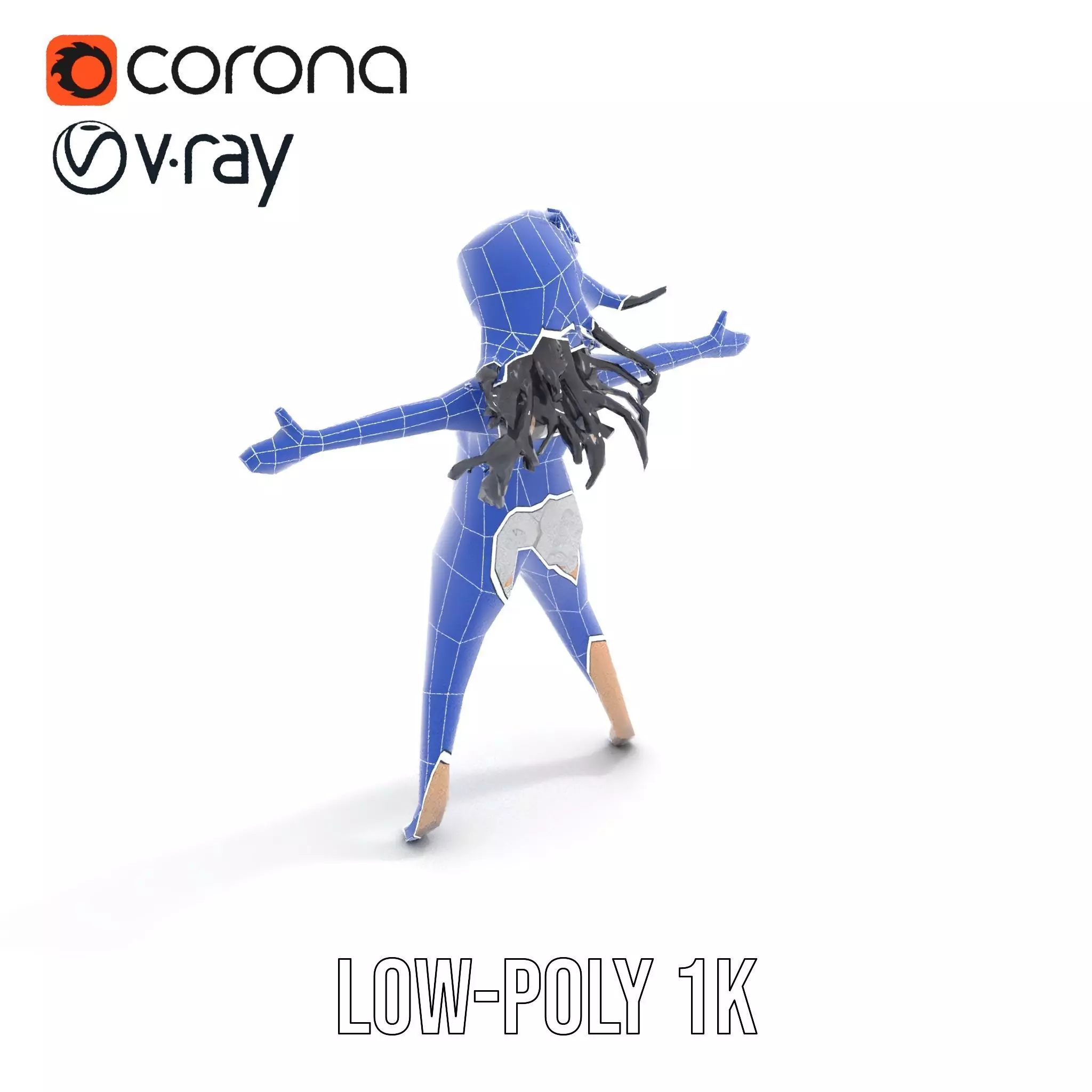 Silver Swimsuit Character model pack Low-poly 3D model_12