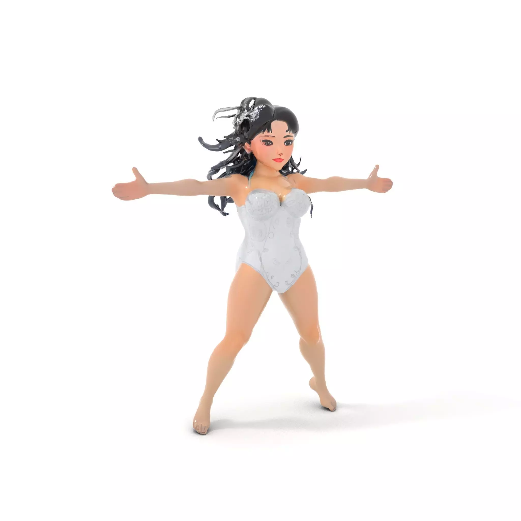 Silver Swimsuit Character model pack Low-poly 3D model_0
