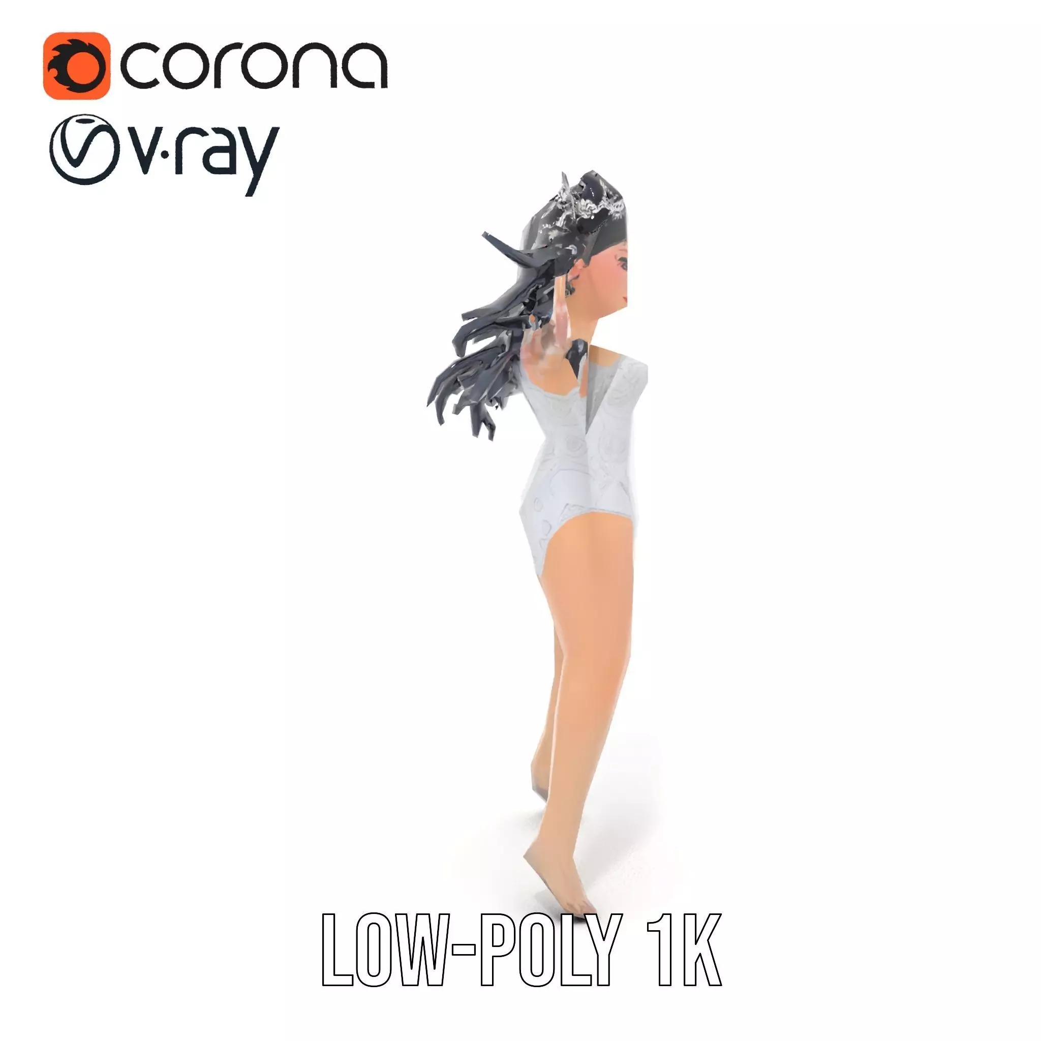 Silver Swimsuit Character model pack Low-poly 3D model_22