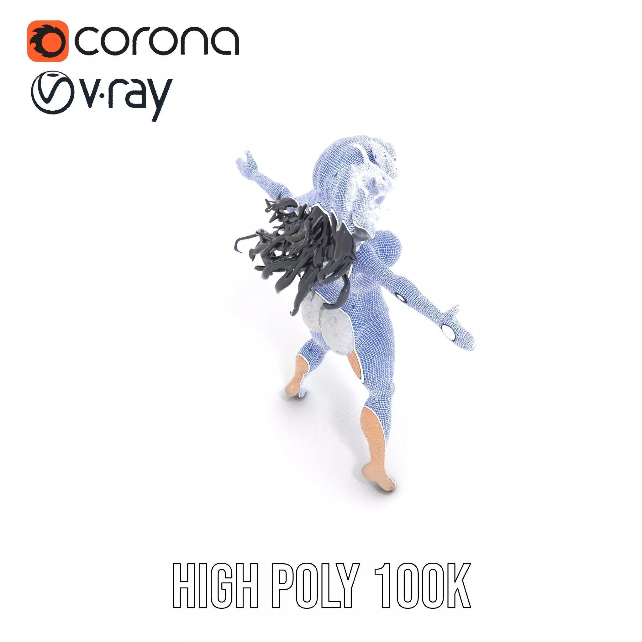 Silver Swimsuit Character model pack Low-poly 3D model_33