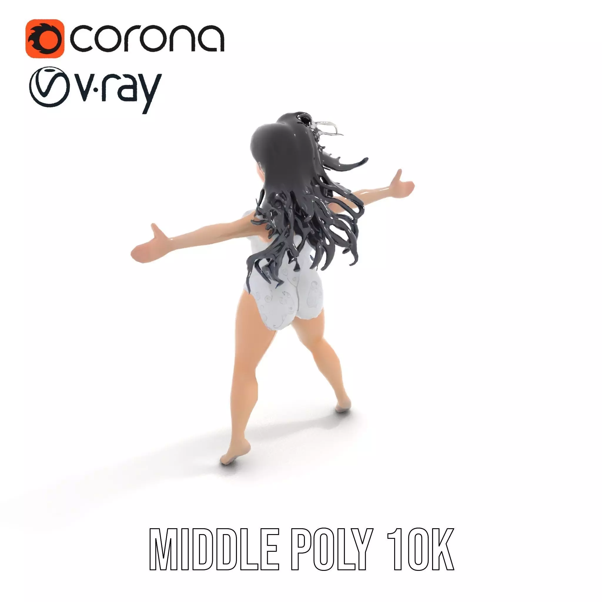 Silver Swimsuit Character model pack Low-poly 3D model_14