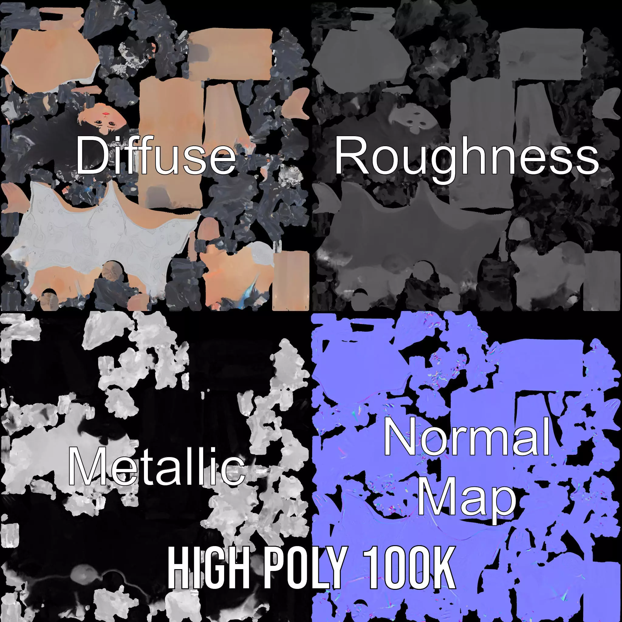 Silver Swimsuit Character model pack Low-poly 3D model_3