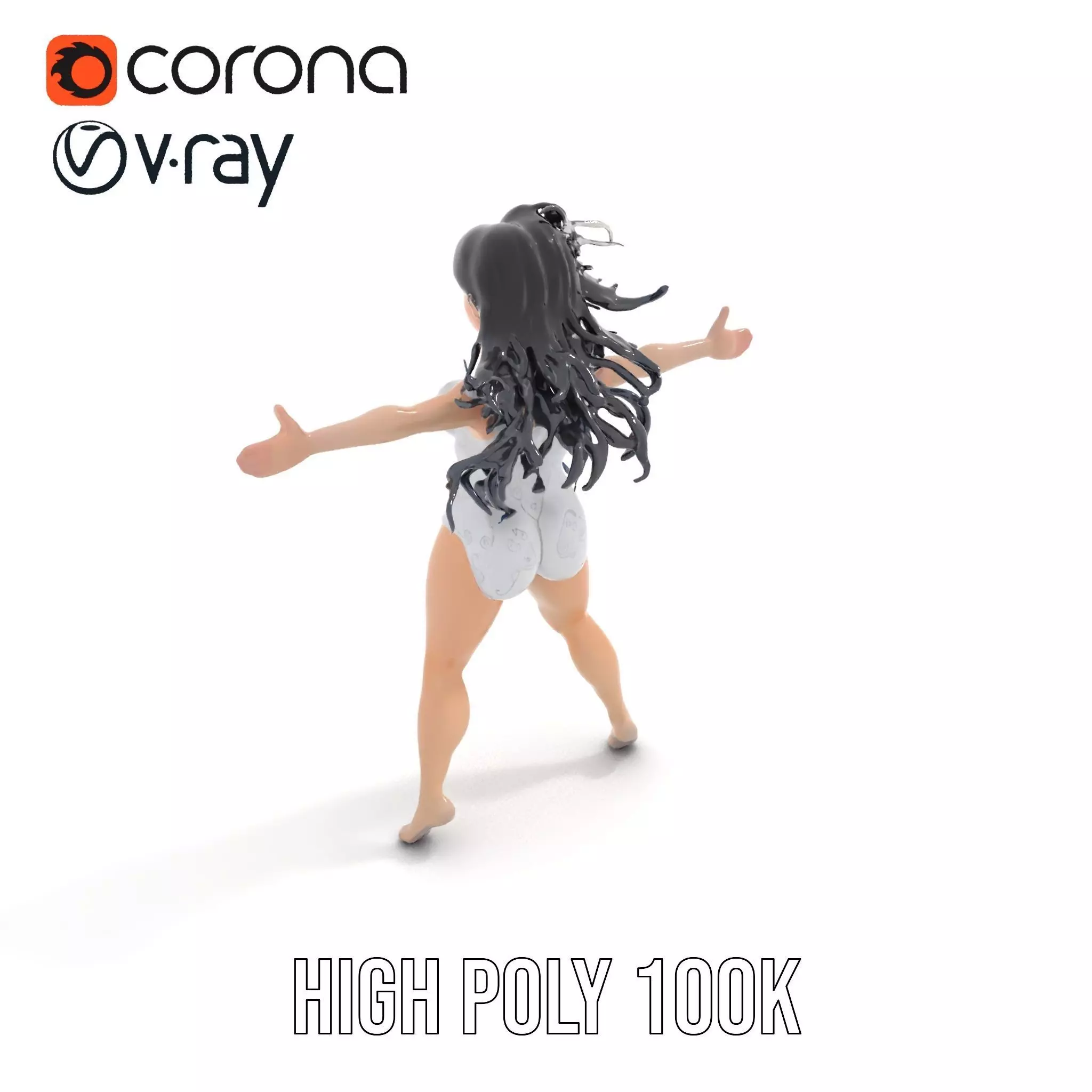 Silver Swimsuit Character model pack Low-poly 3D model_13