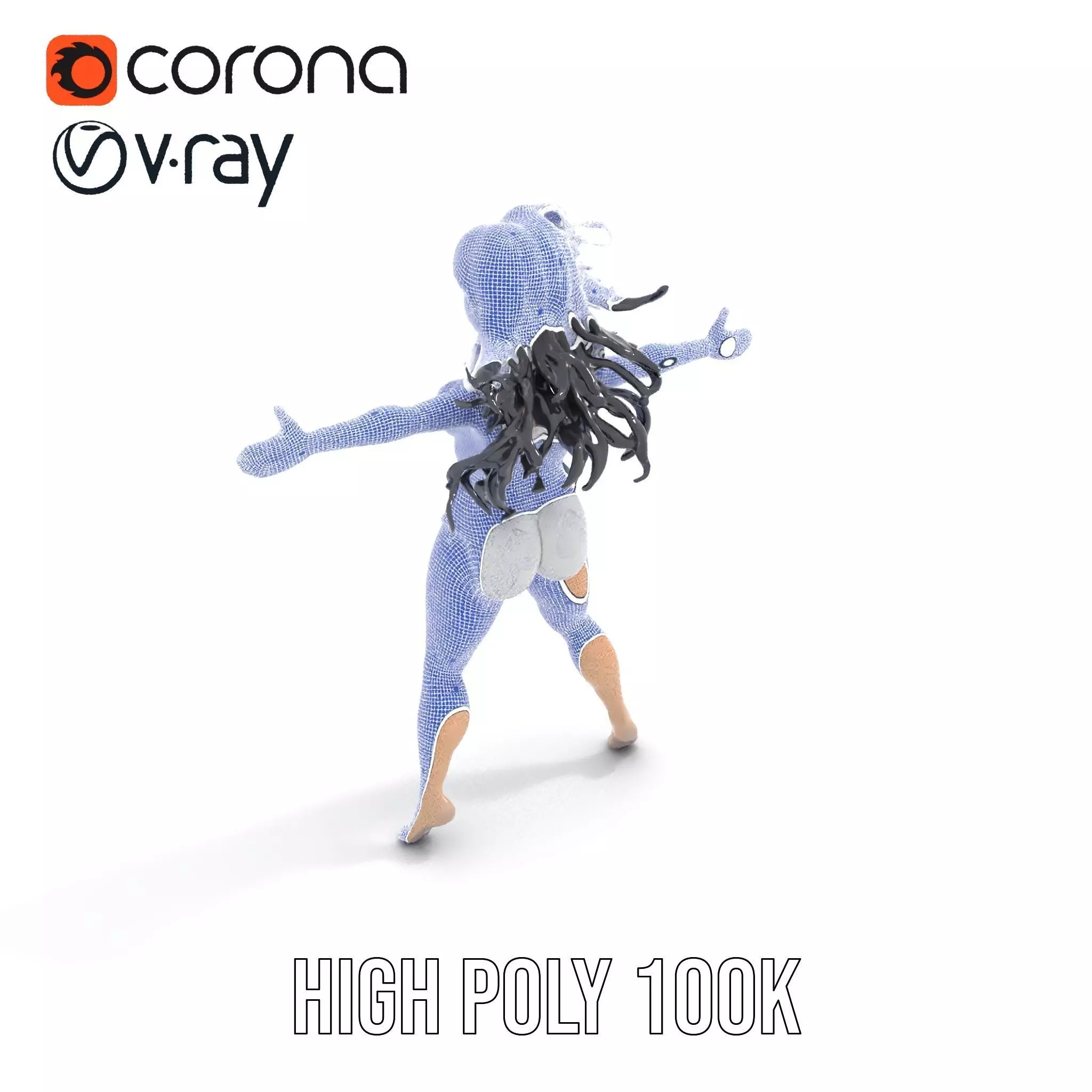 Silver Swimsuit Character model pack Low-poly 3D model_26