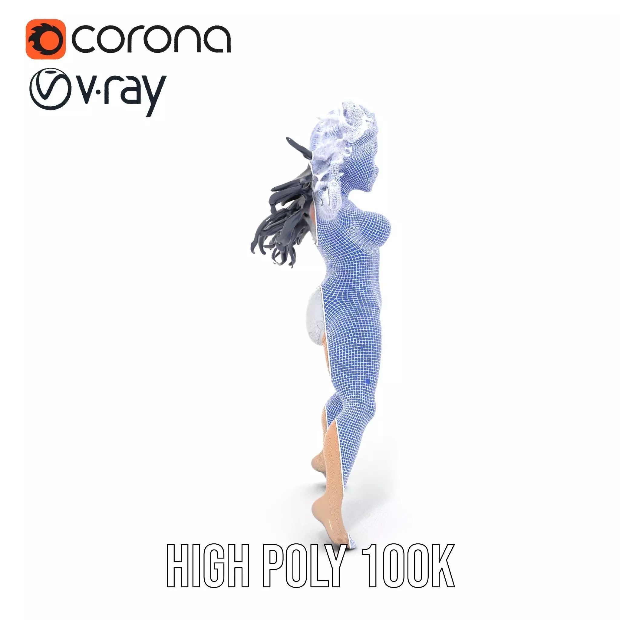 Silver Swimsuit Character model pack Low-poly 3D model_32