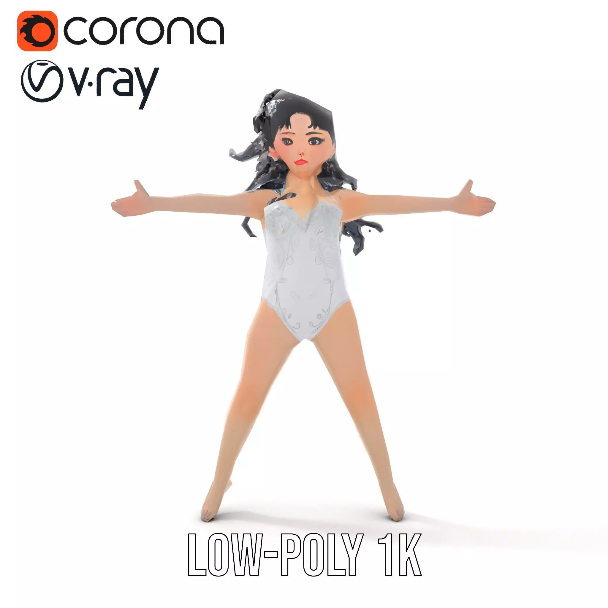 Silver Swimsuit Character model pack Low-poly 3D model_20