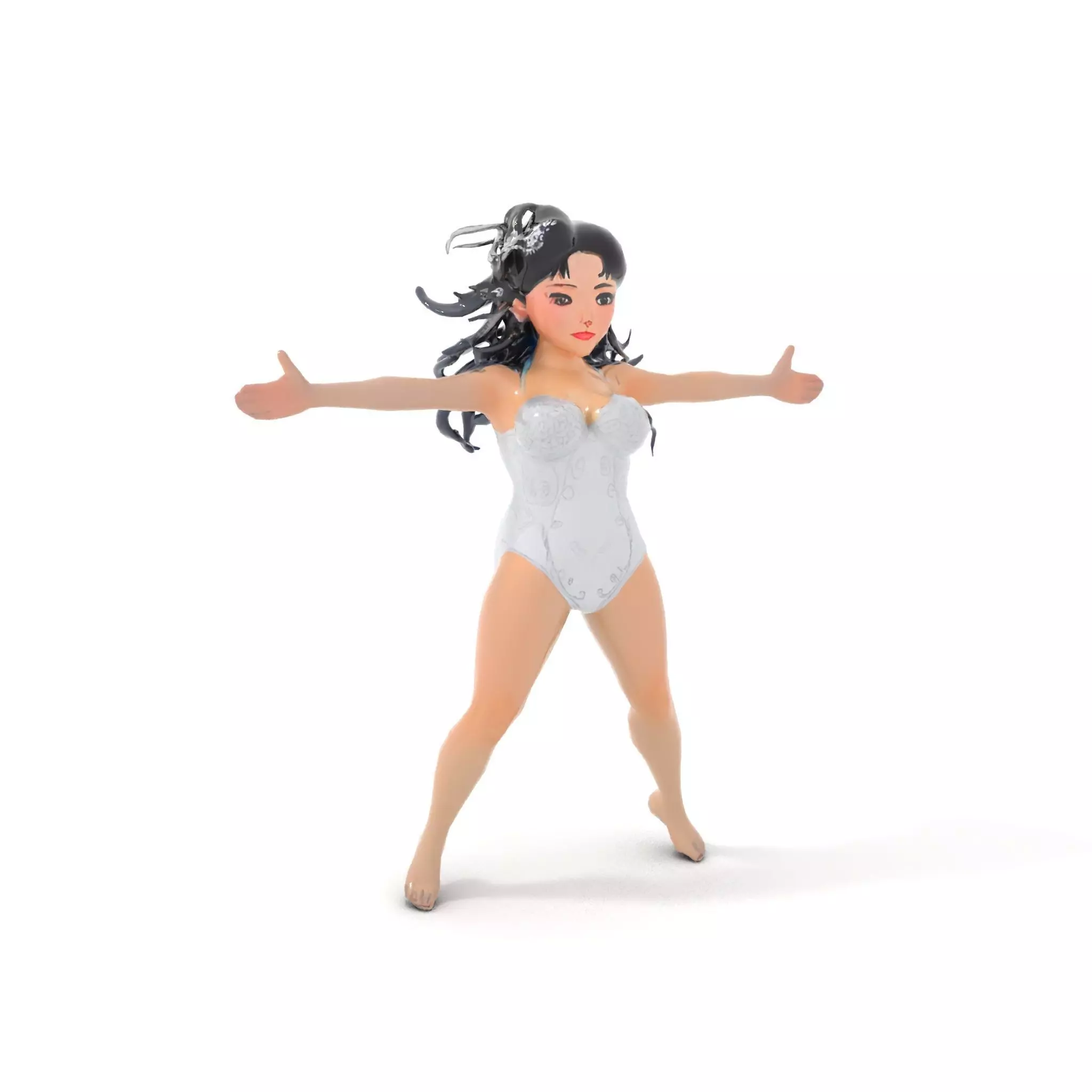Silver Swimsuit Character model pack Low-poly 3D model_5