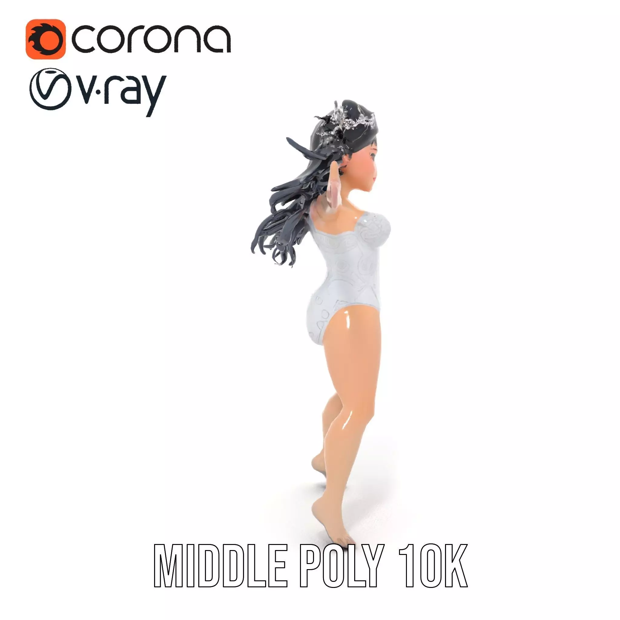 Silver Swimsuit Character model pack Low-poly 3D model_6