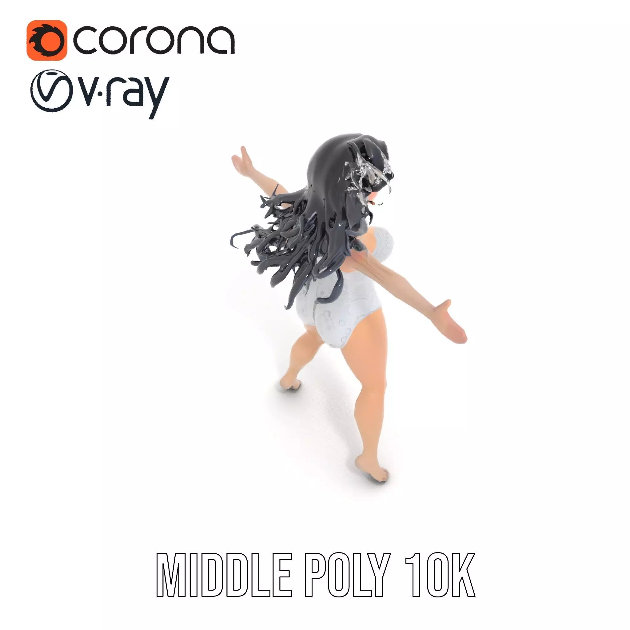 Silver Swimsuit Character model pack Low-poly 3D model_21