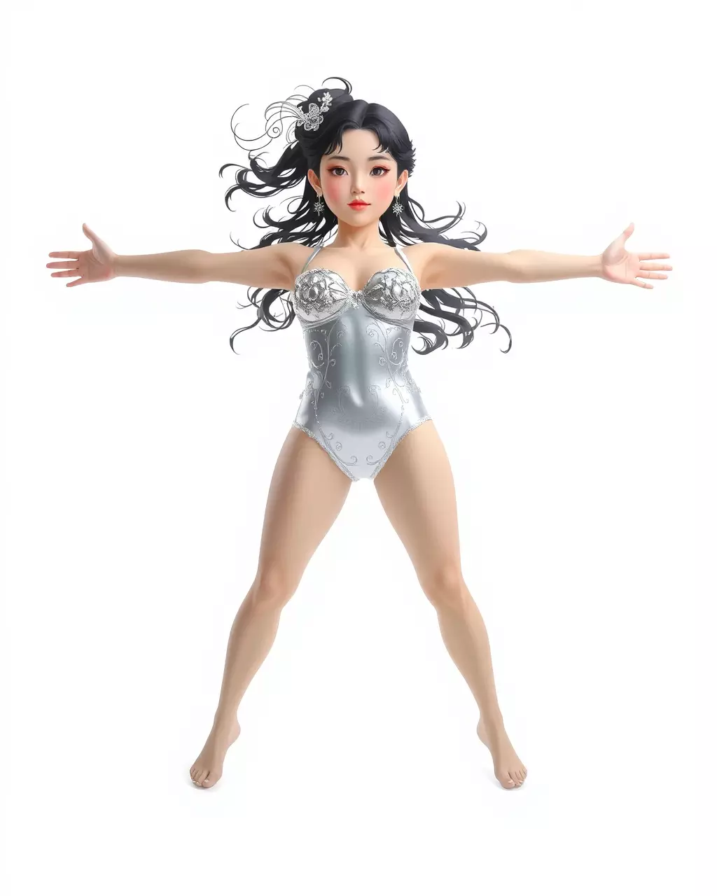 Silver Swimsuit Character model pack Low-poly 3D model_2