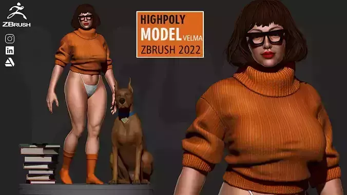 VELMA Character Sculpted for 3D PRINTING in Zbrush 2022 Highpoly