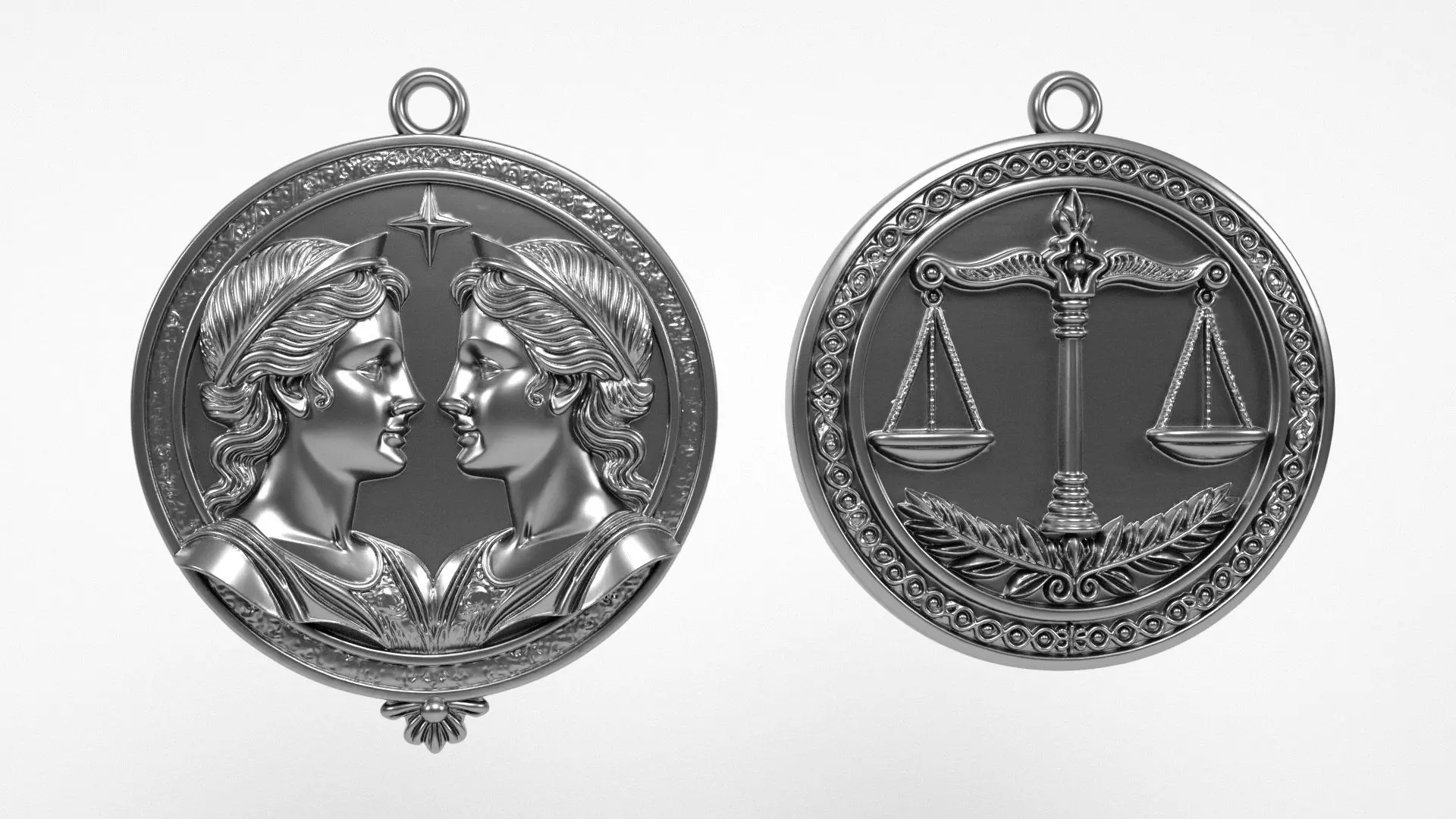 Gemini and Libra Pendants 3D print model_1