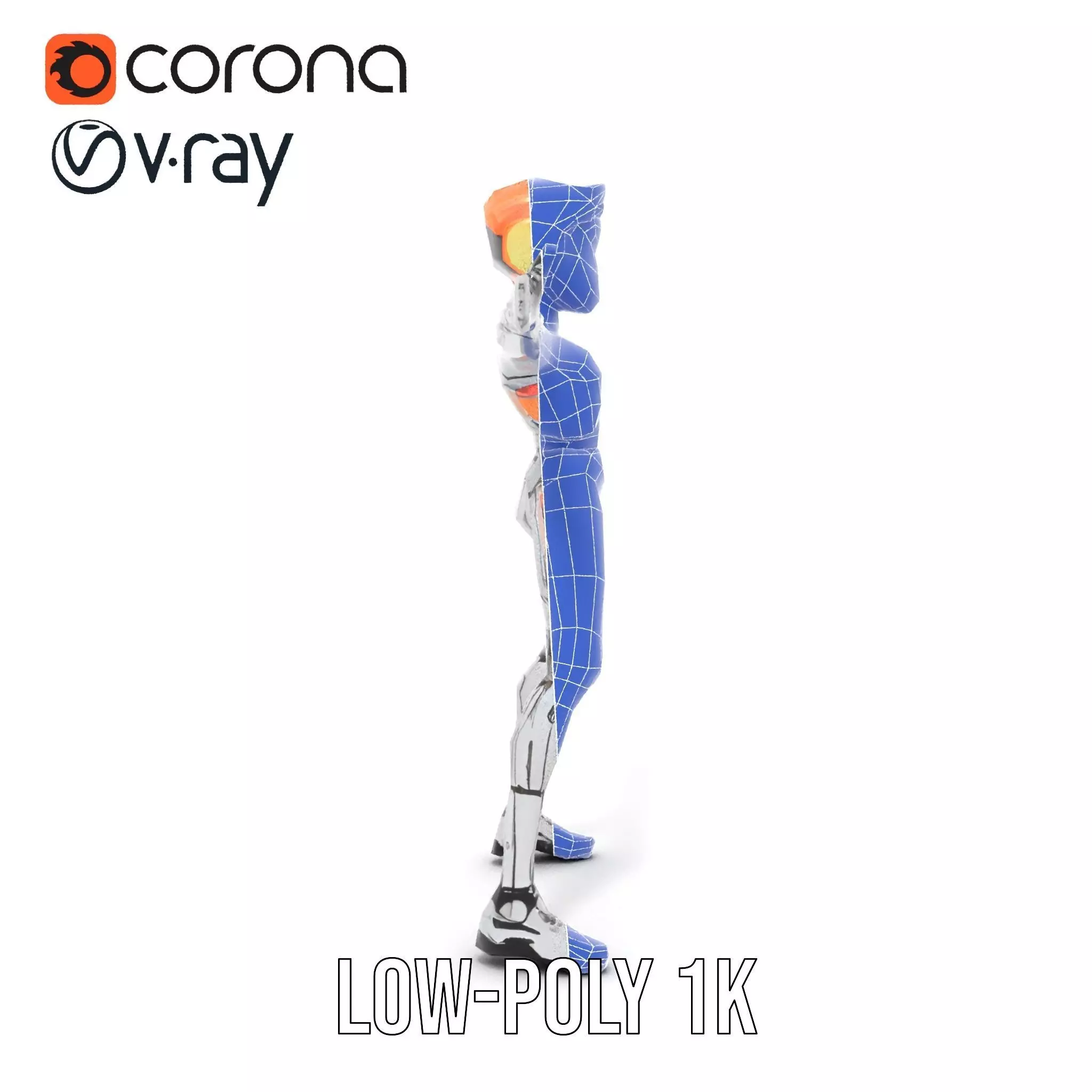 Futuristic Silver Robot model pack Low-poly 3D model_28