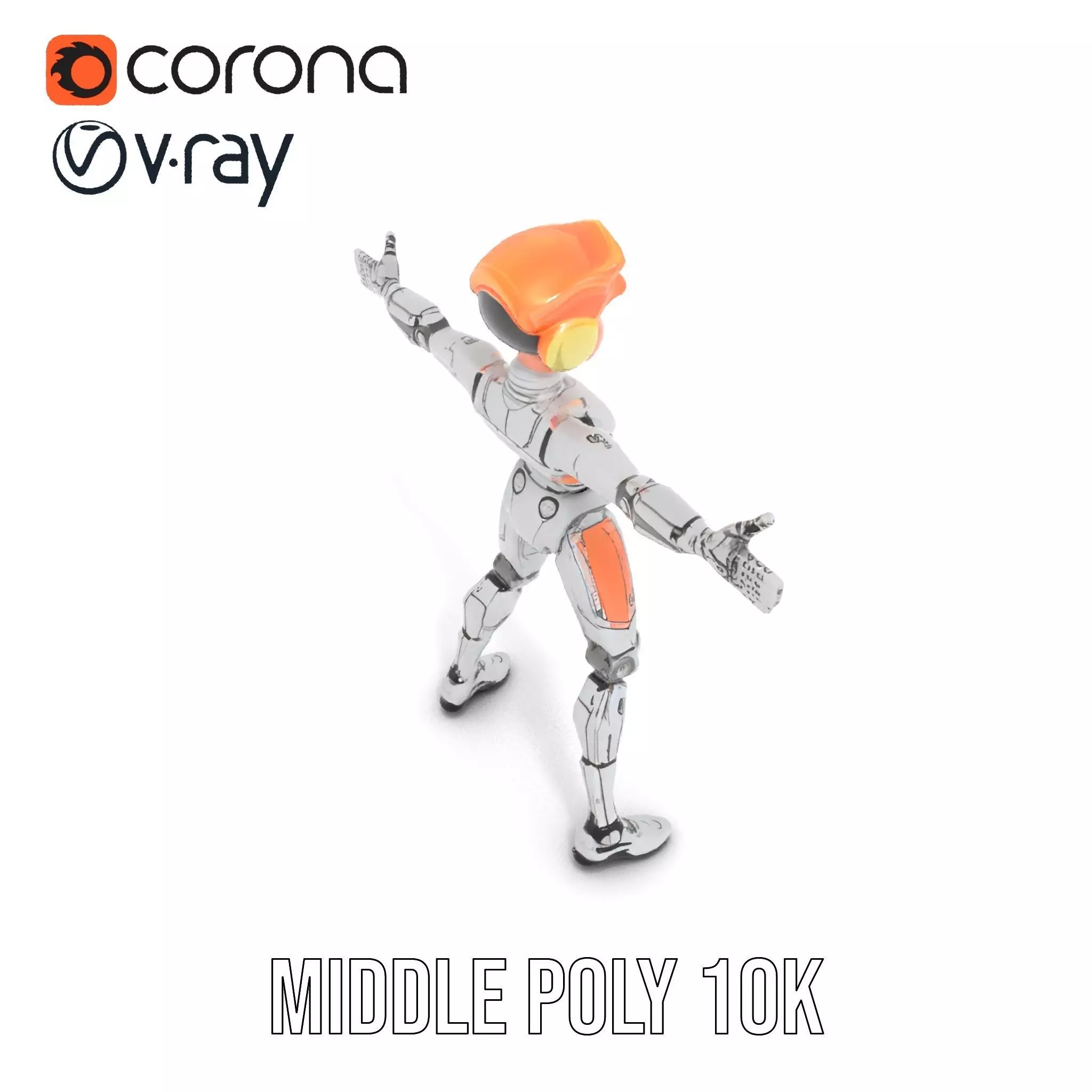 Futuristic Silver Robot model pack Low-poly 3D model_24