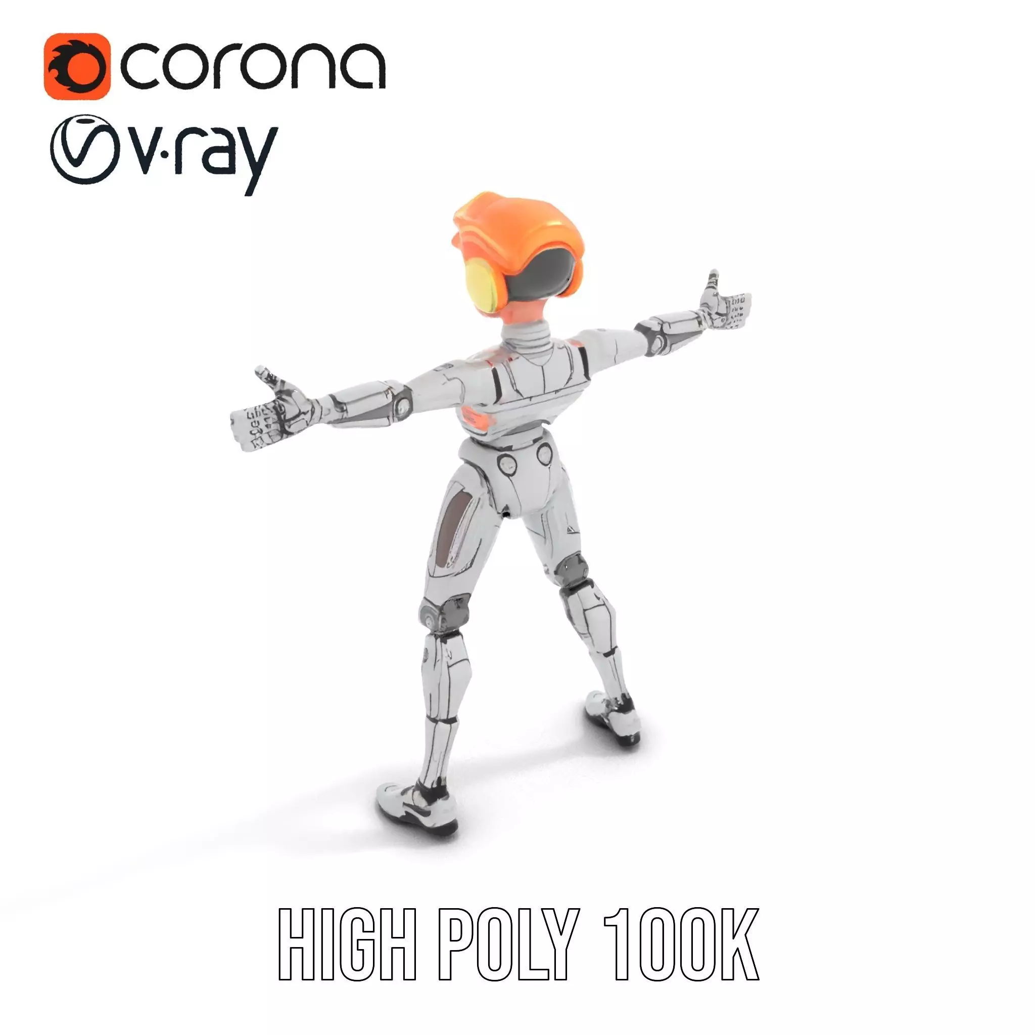 Futuristic Silver Robot model pack Low-poly 3D model_23