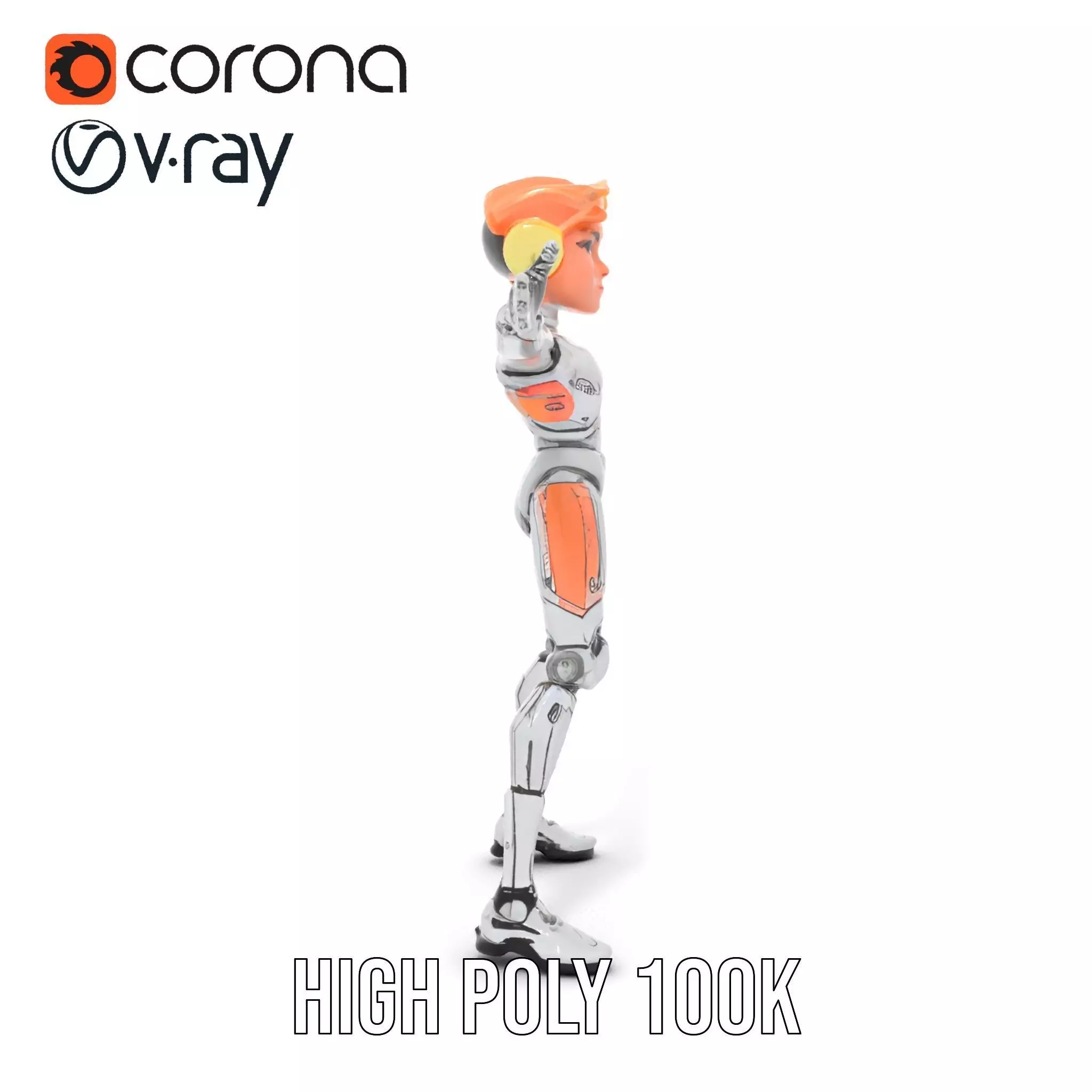 Futuristic Silver Robot model pack Low-poly 3D model_17