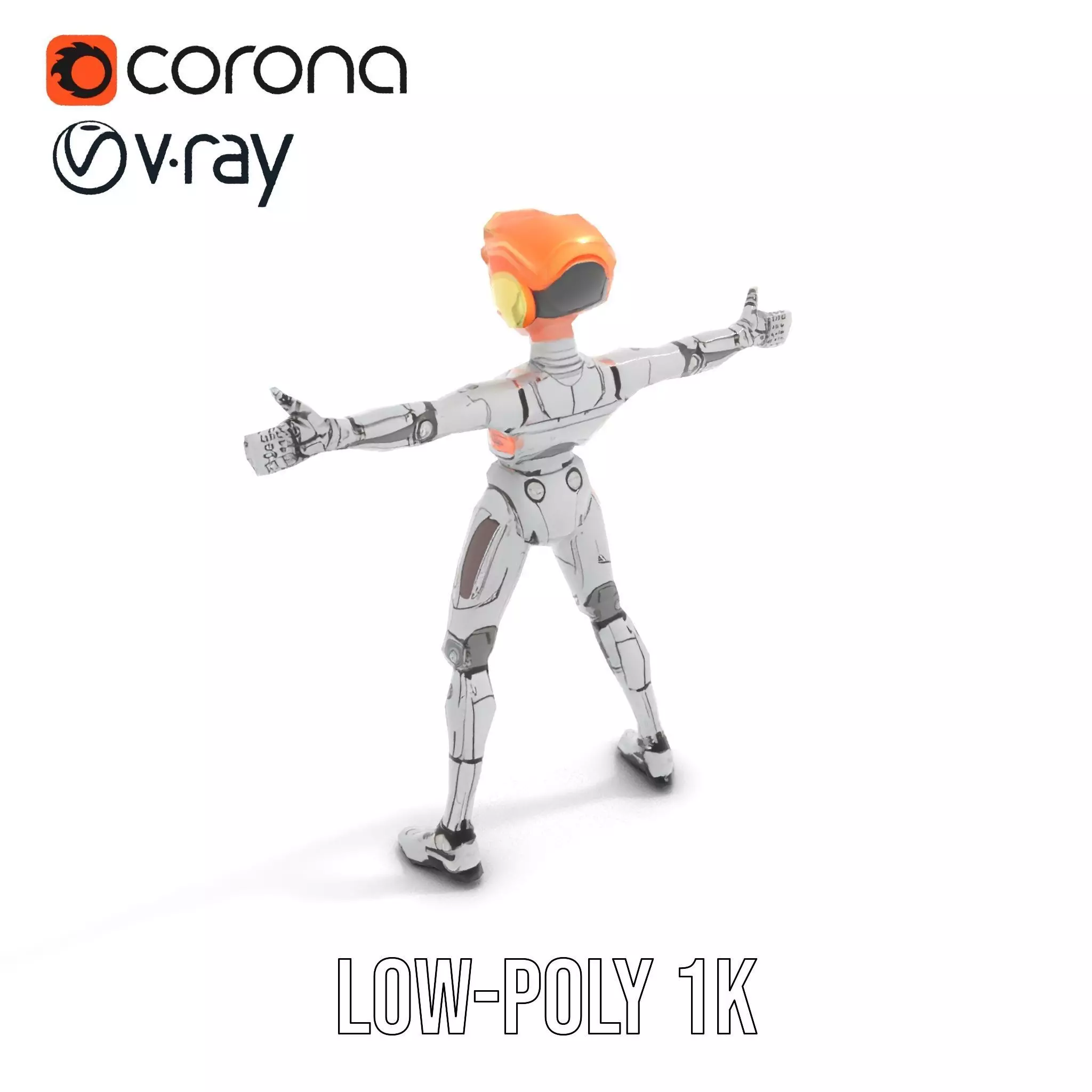 Futuristic Silver Robot model pack Low-poly 3D model_22