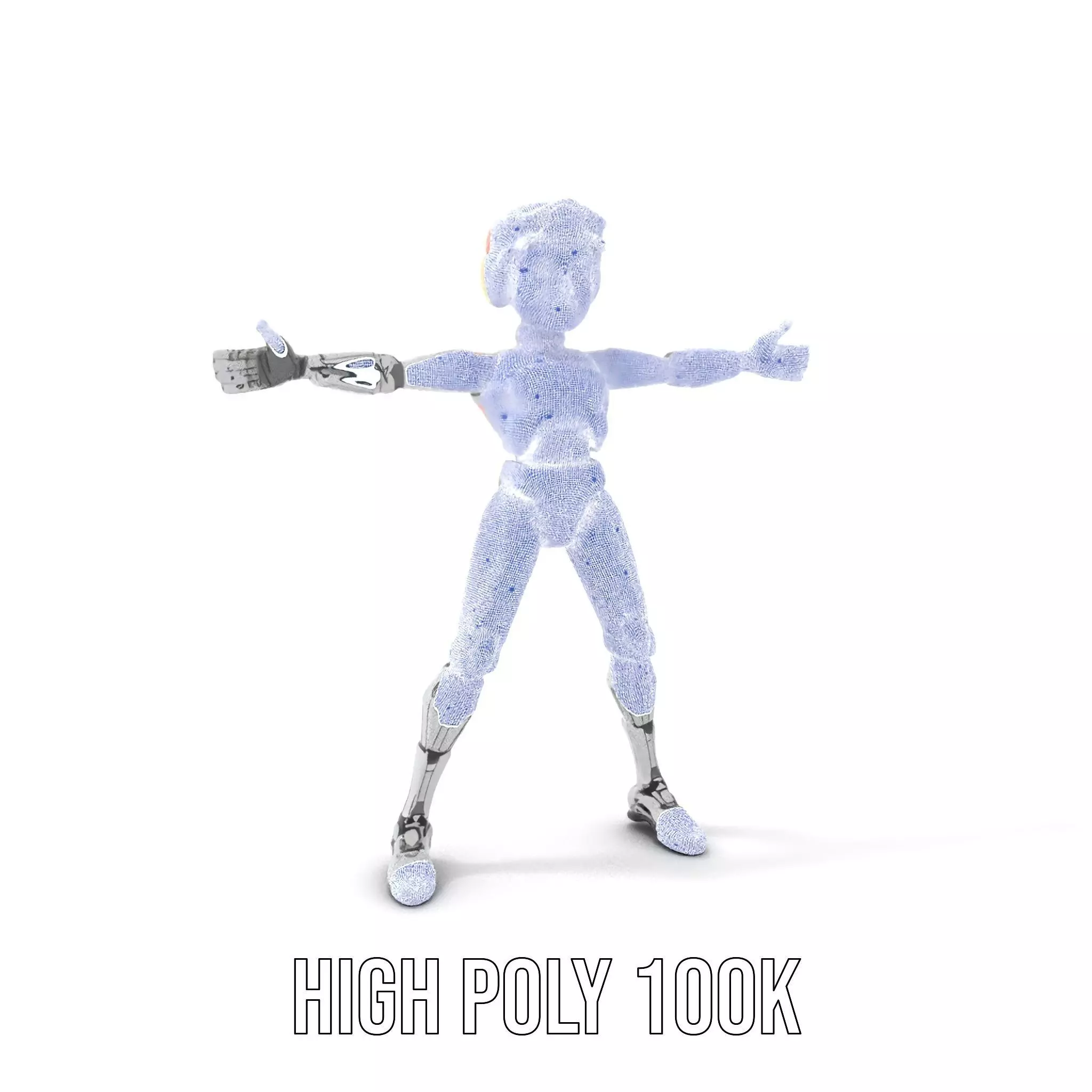 Futuristic Silver Robot model pack Low-poly 3D model_4