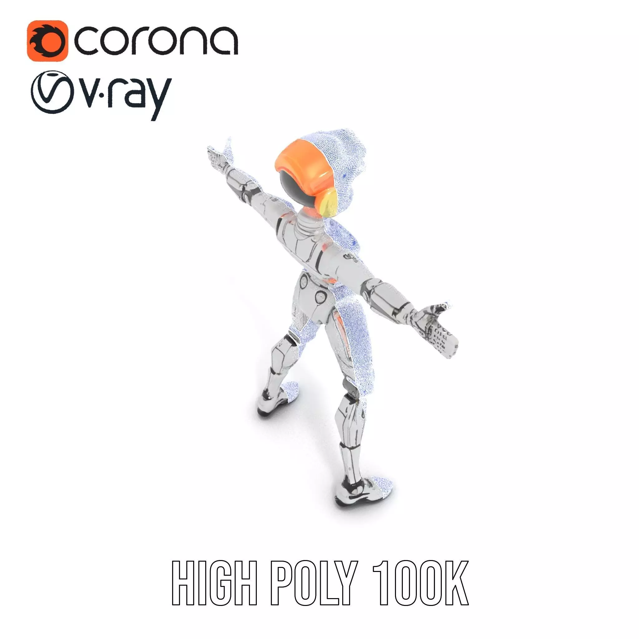 Futuristic Silver Robot model pack Low-poly 3D model_20