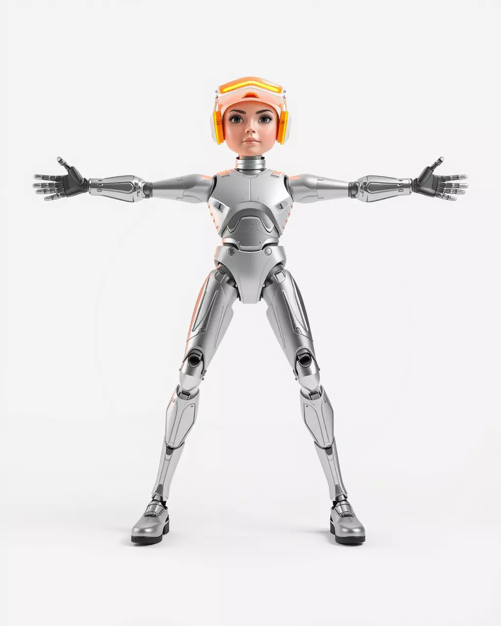 Futuristic Silver Robot model pack Low-poly 3D model_2