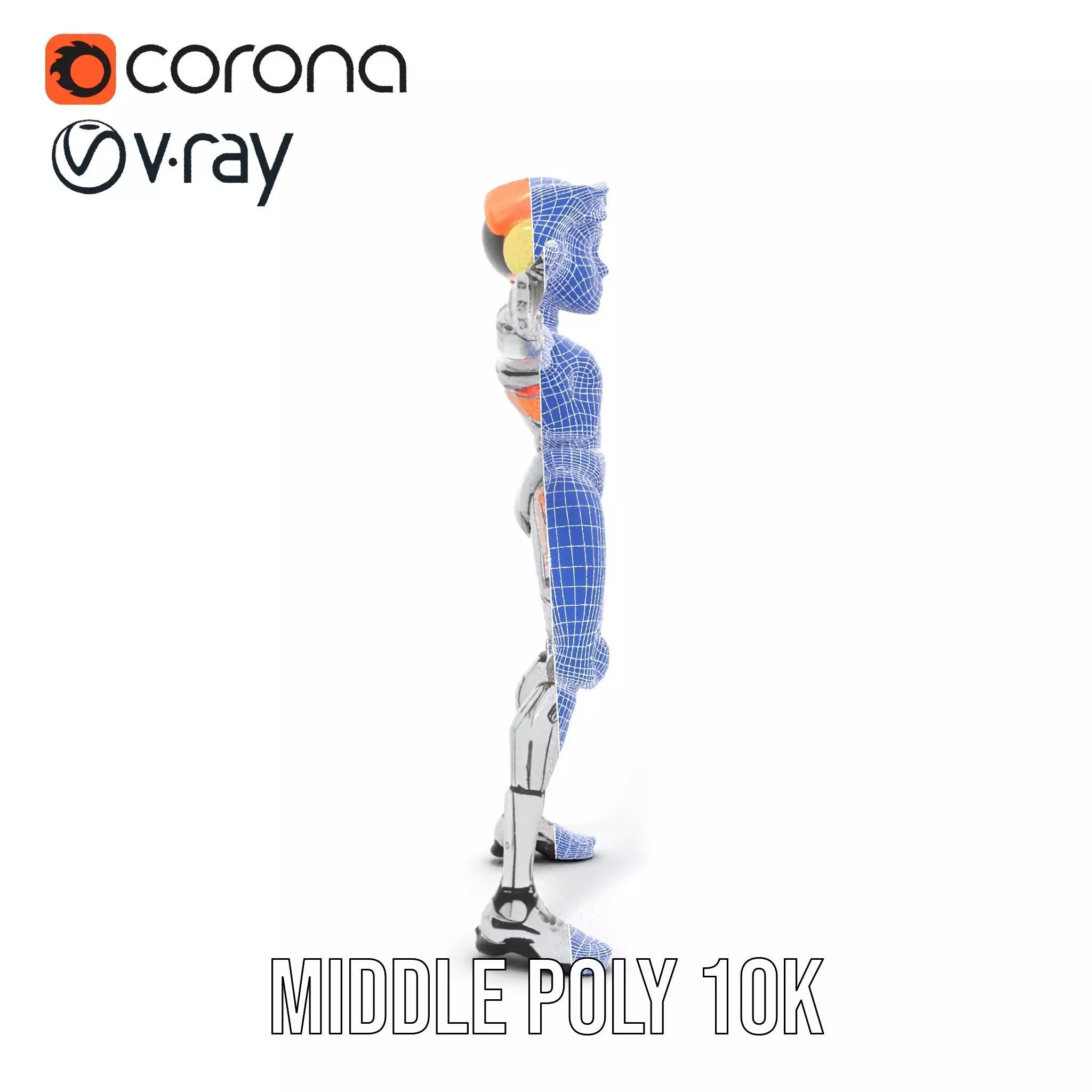 Futuristic Silver Robot model pack Low-poly 3D model_15