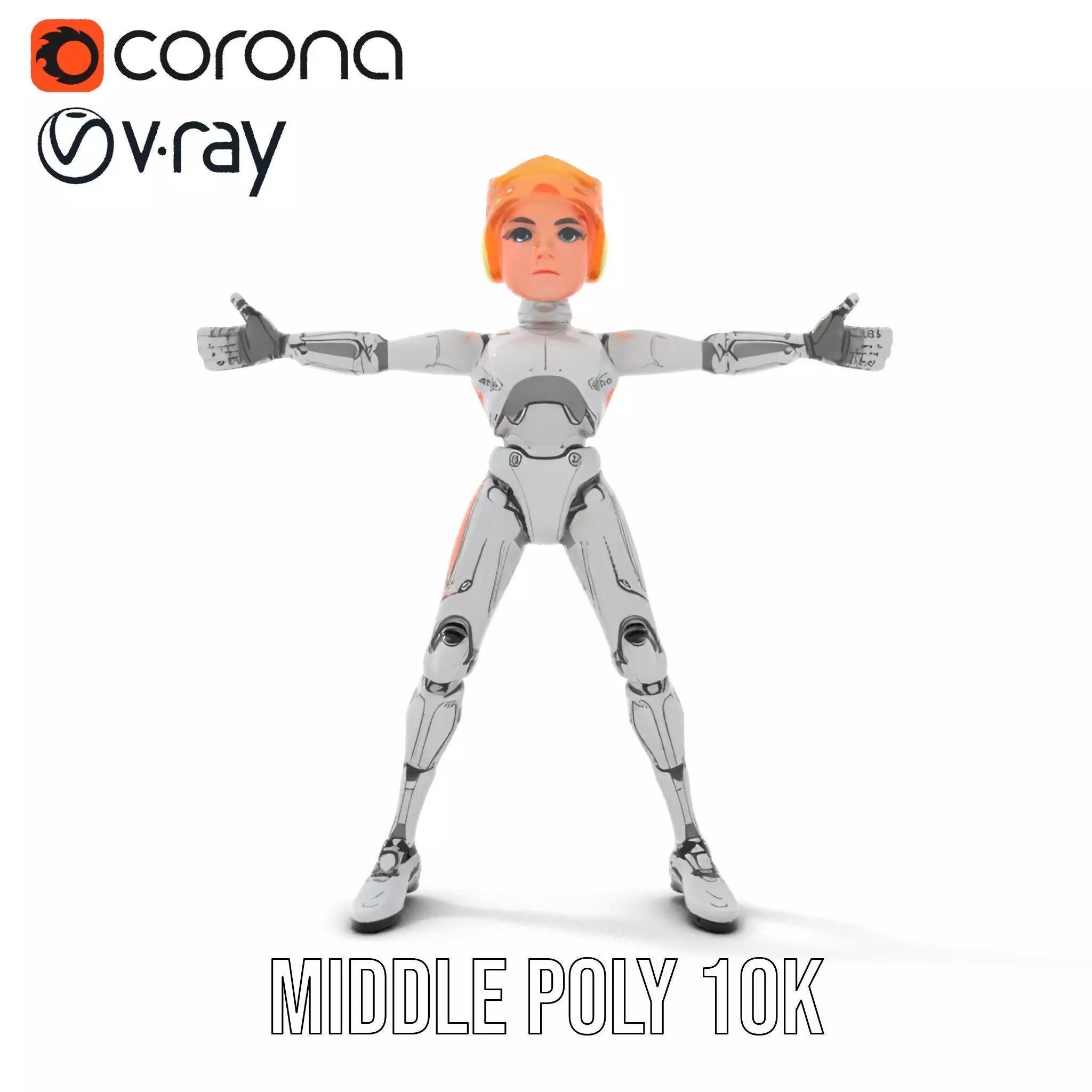 Futuristic Silver Robot model pack Low-poly 3D model_30