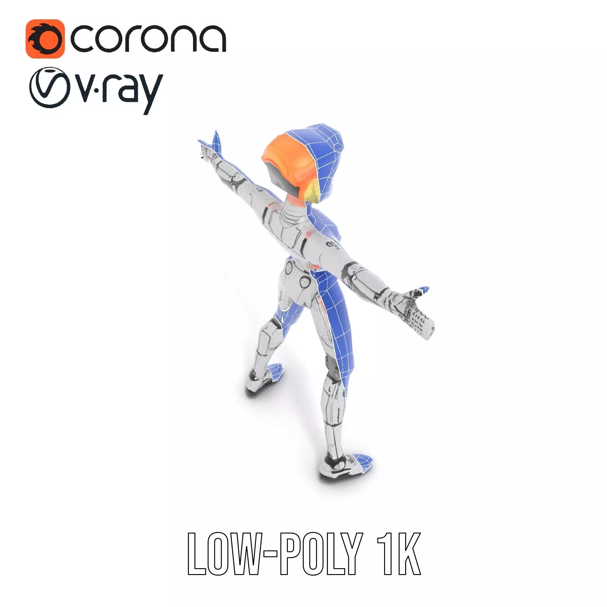 Futuristic Silver Robot model pack Low-poly 3D model_25