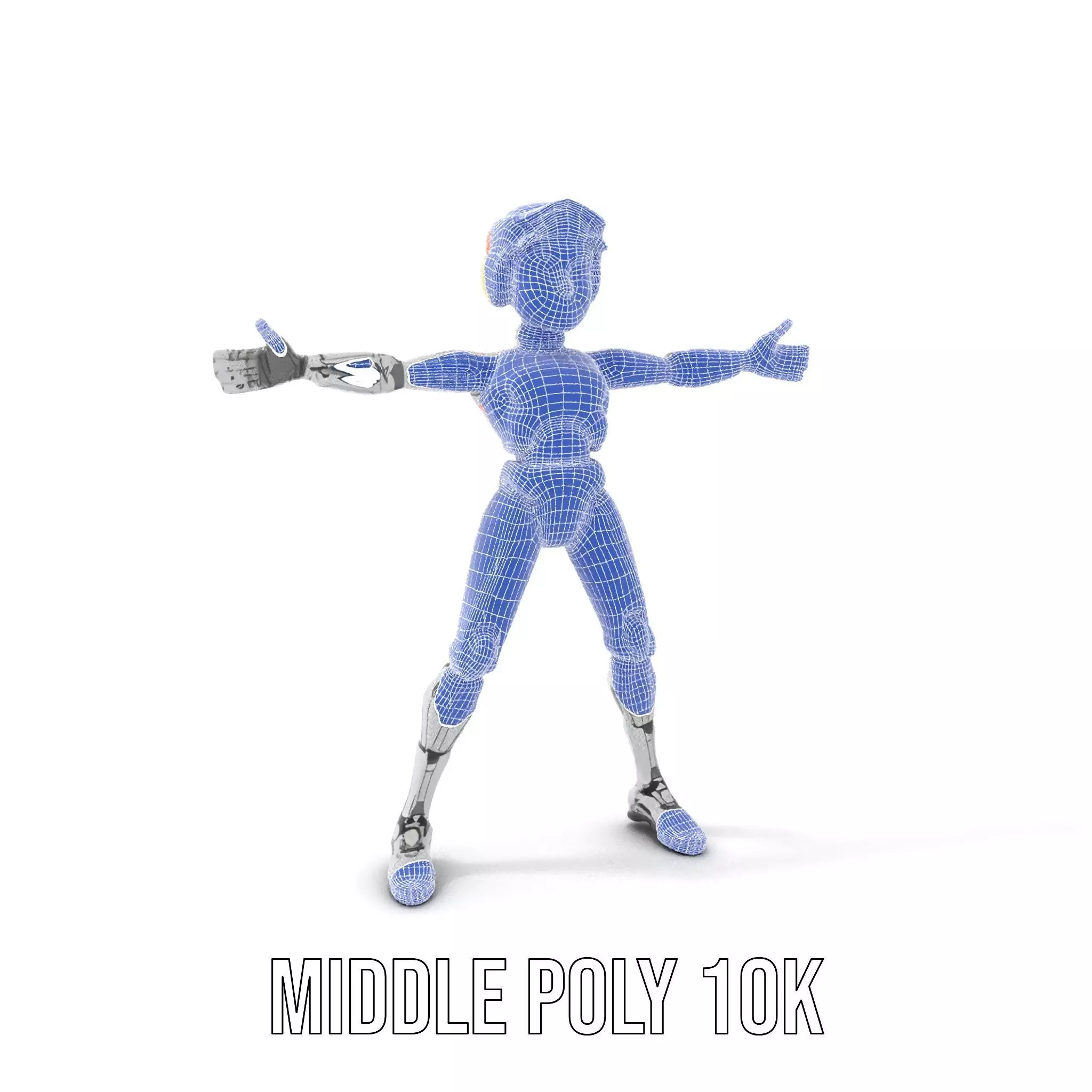 Futuristic Silver Robot model pack Low-poly 3D model_5