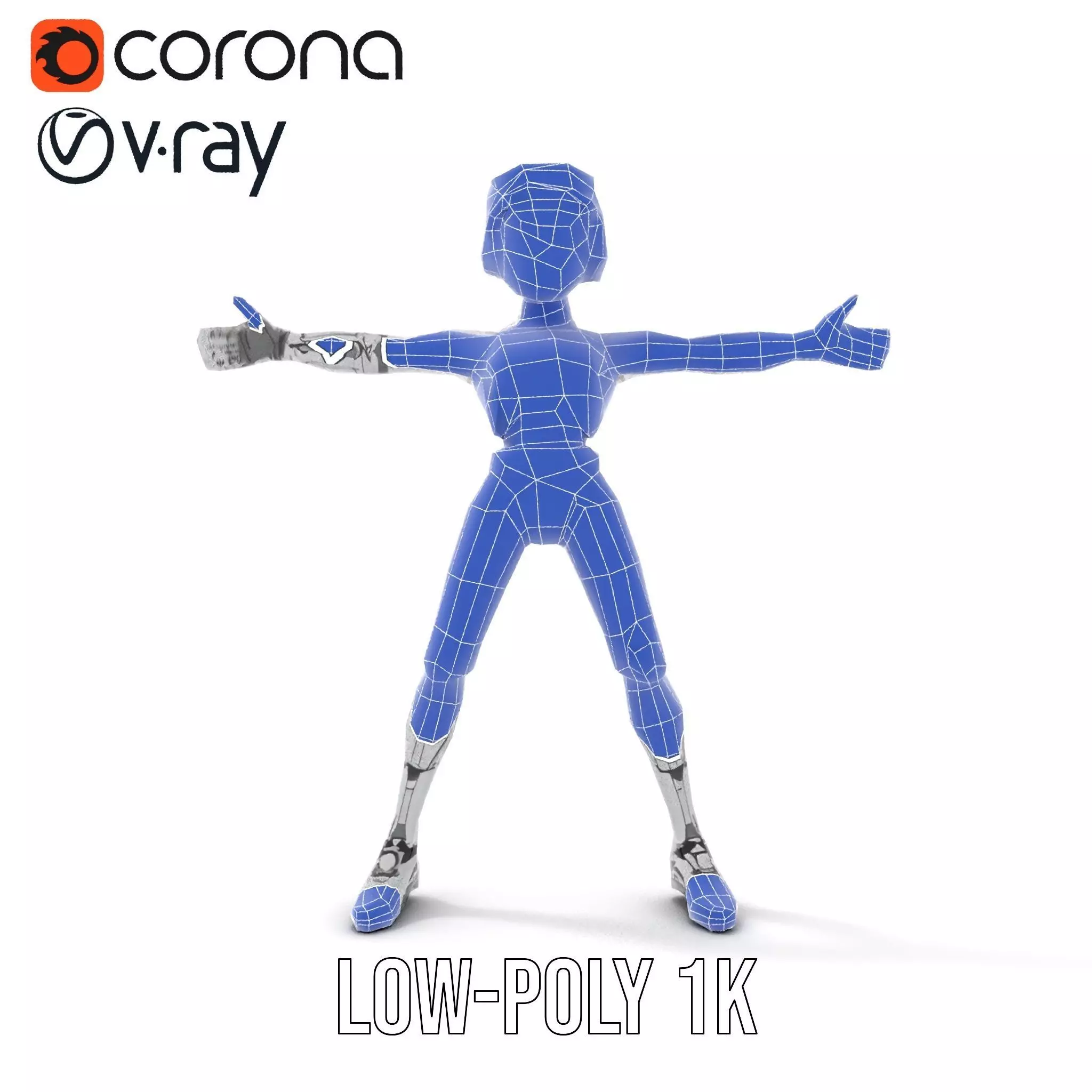 Futuristic Silver Robot model pack Low-poly 3D model_16