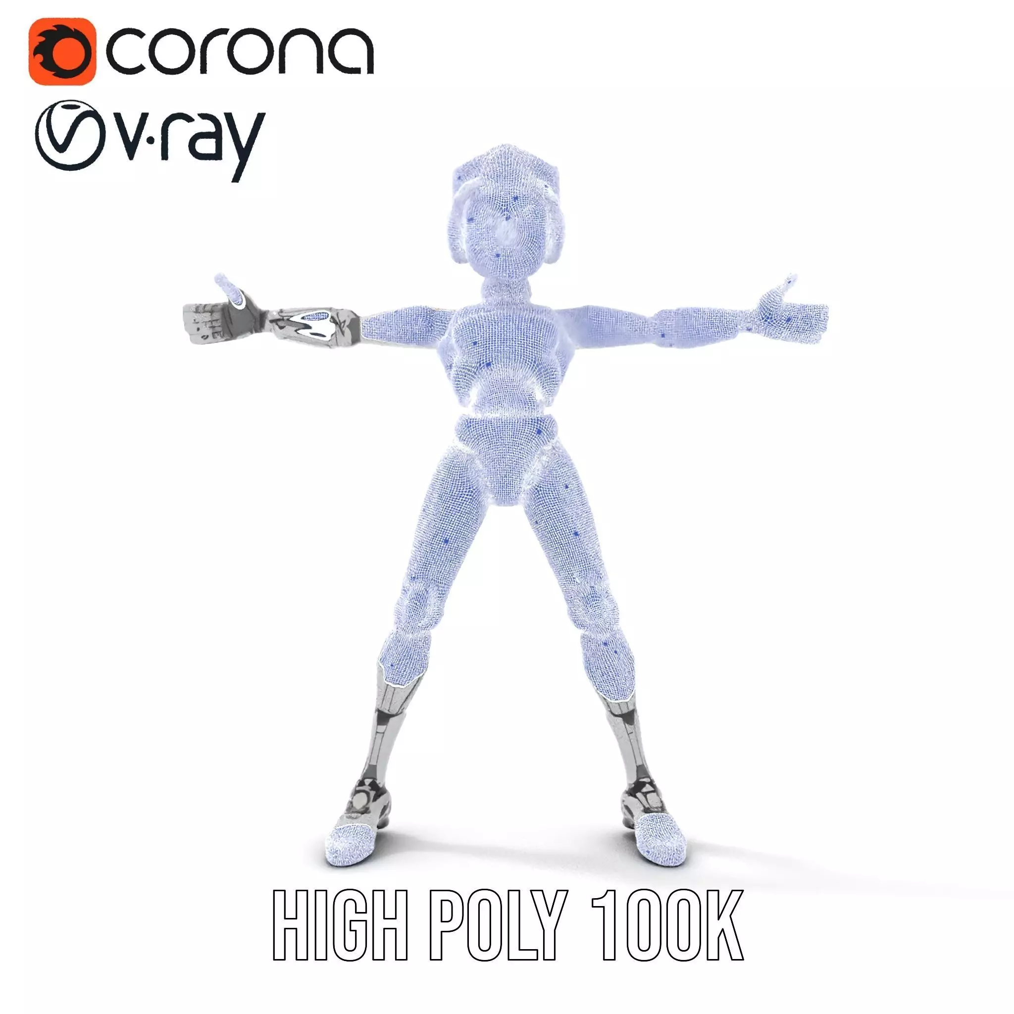 Futuristic Silver Robot model pack Low-poly 3D model_34