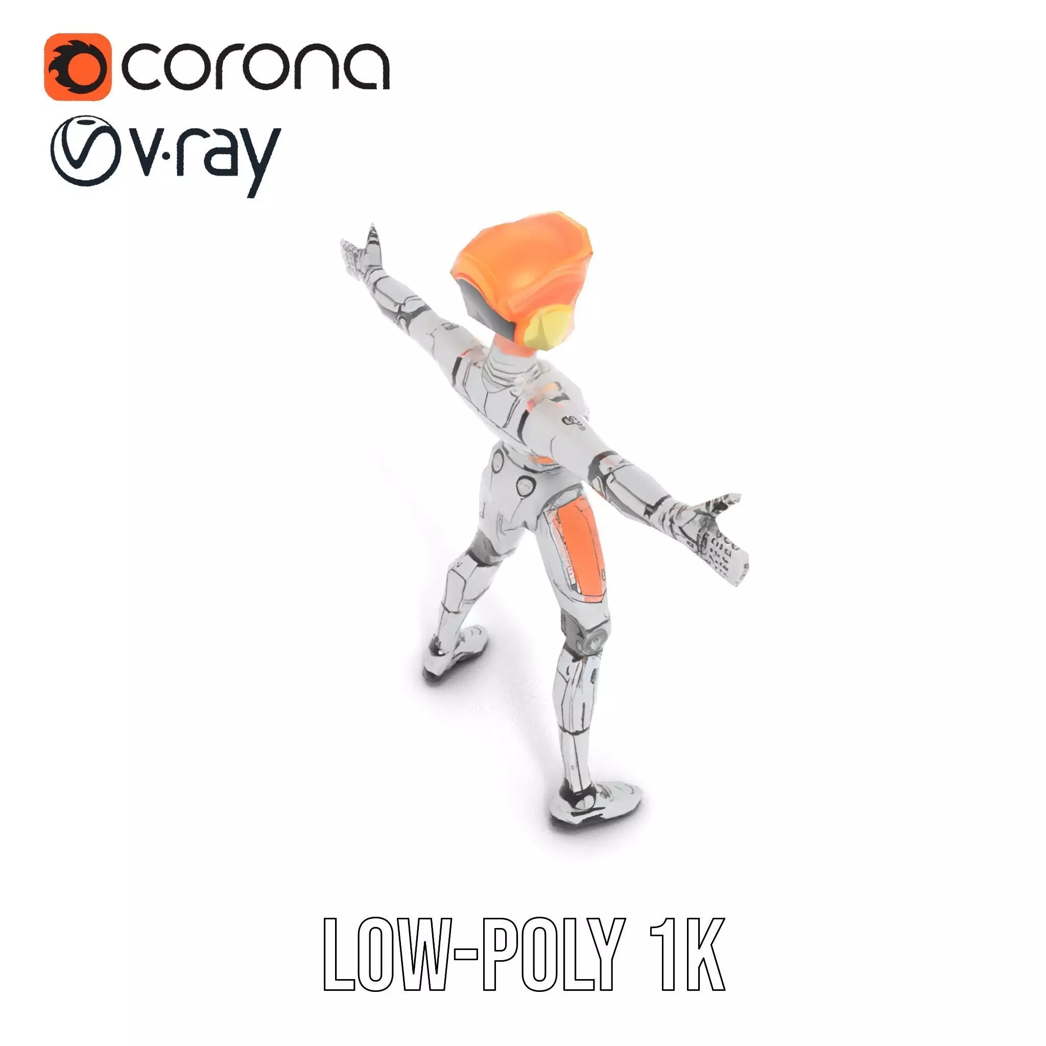 Futuristic Silver Robot model pack Low-poly 3D model_12