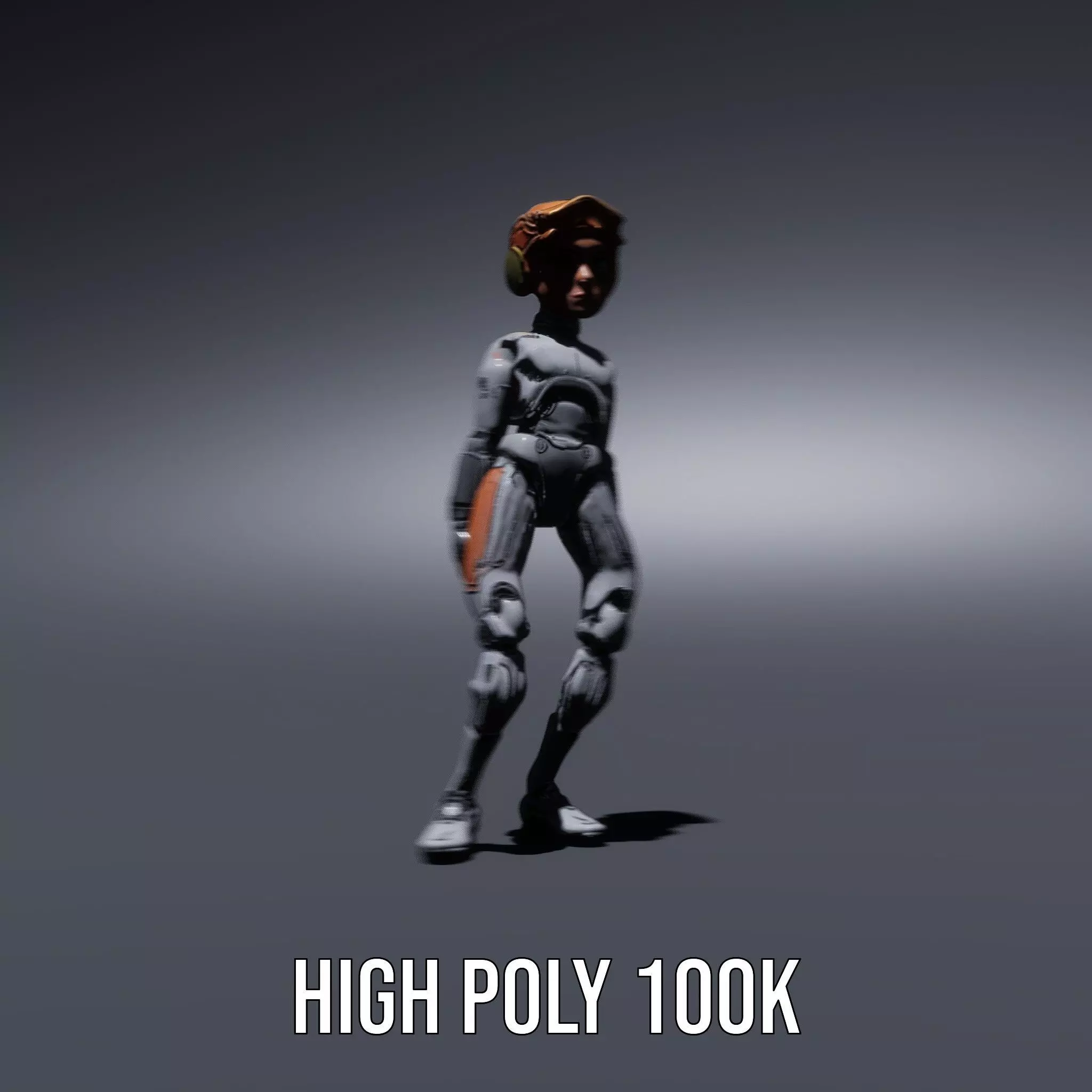 Futuristic Silver Robot model pack Low-poly 3D model_10