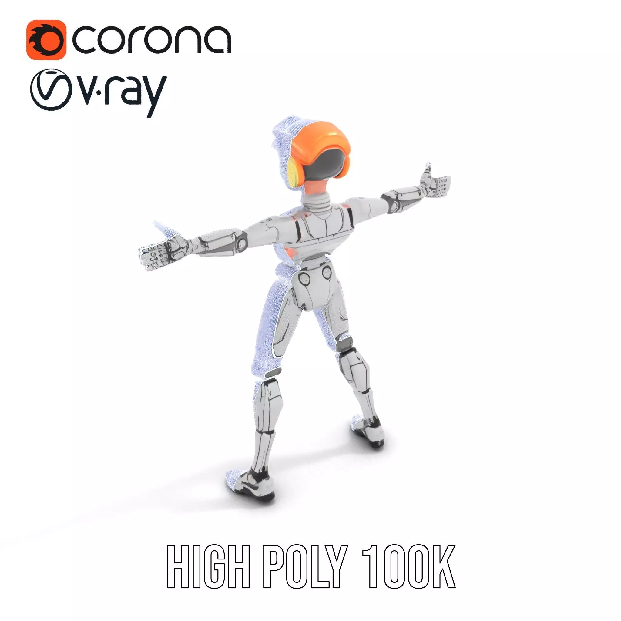 Futuristic Silver Robot model pack Low-poly 3D model_26