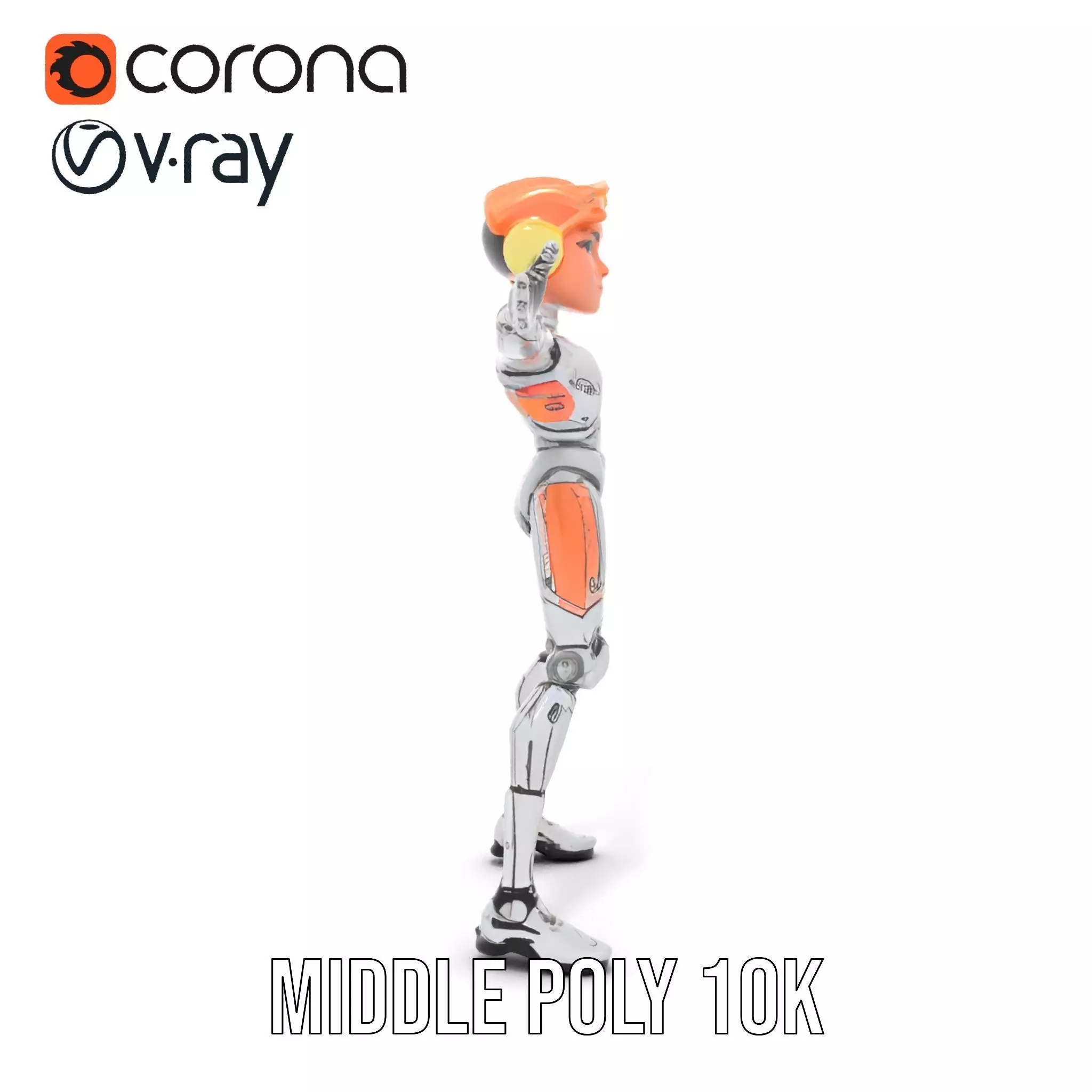 Futuristic Silver Robot model pack Low-poly 3D model_18