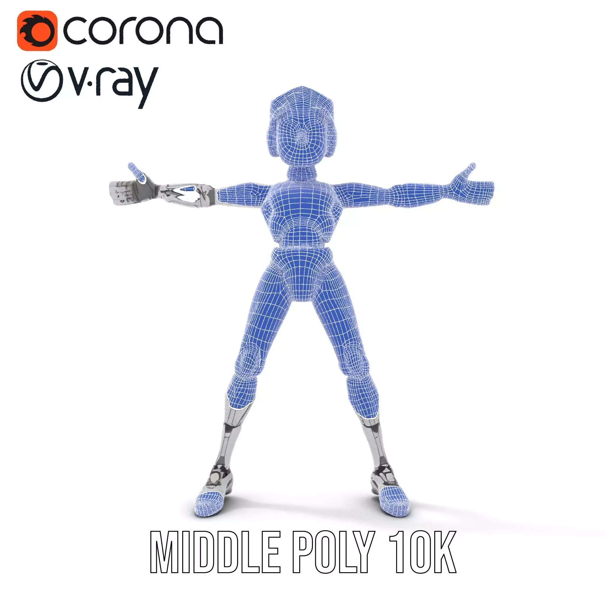 Futuristic Silver Robot model pack Low-poly 3D model_13