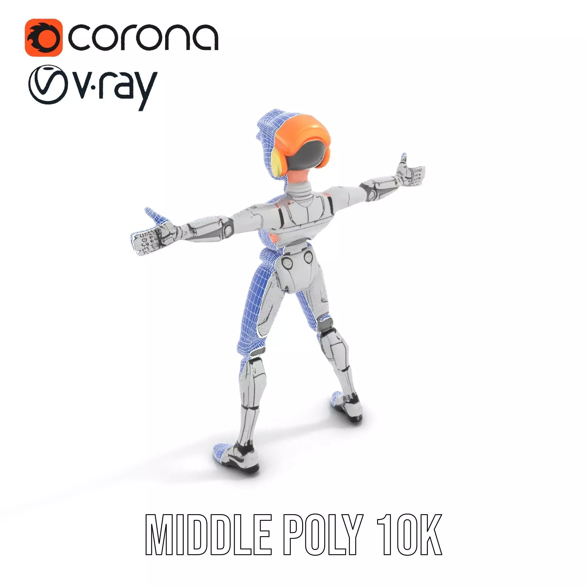 Futuristic Silver Robot model pack Low-poly 3D model_11