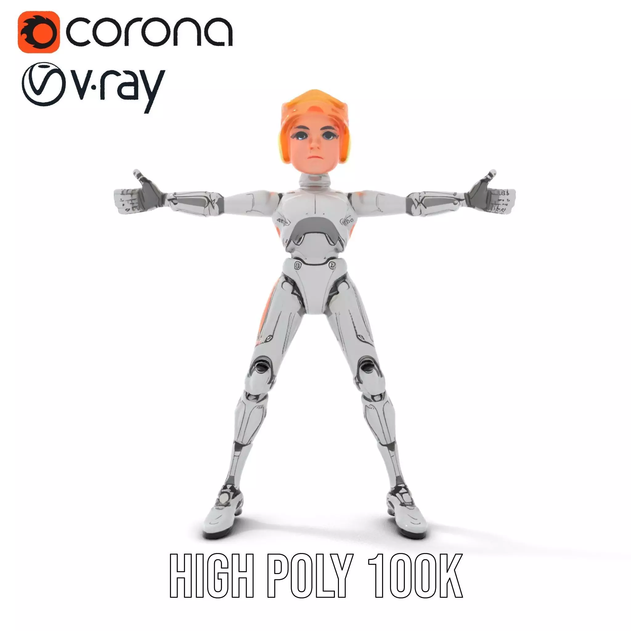 Futuristic Silver Robot model pack Low-poly 3D model_29