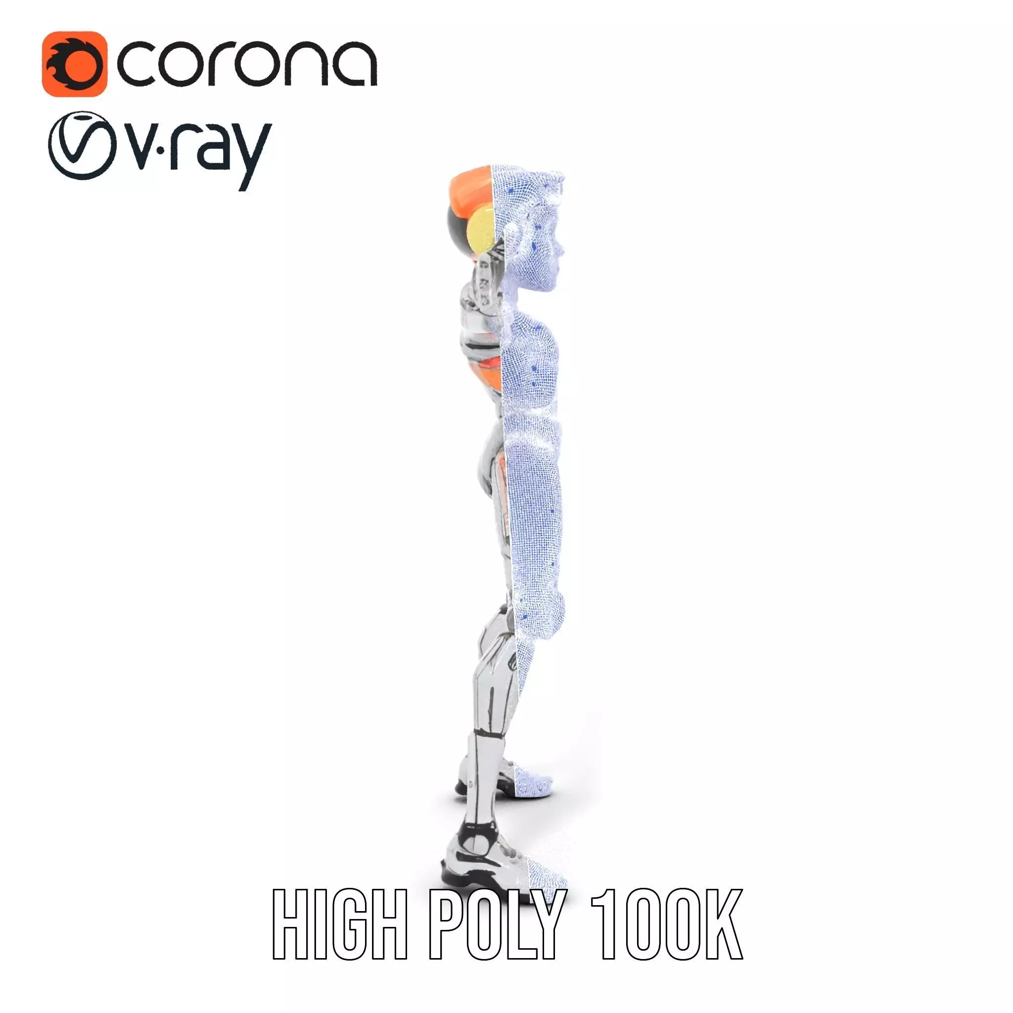 Futuristic Silver Robot model pack Low-poly 3D model_33