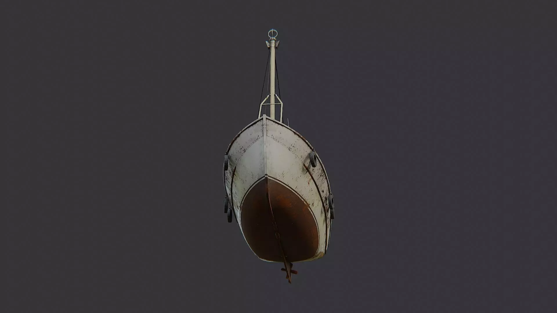 Classic wooden fishing boat with cabin Low-poly 3D model_5