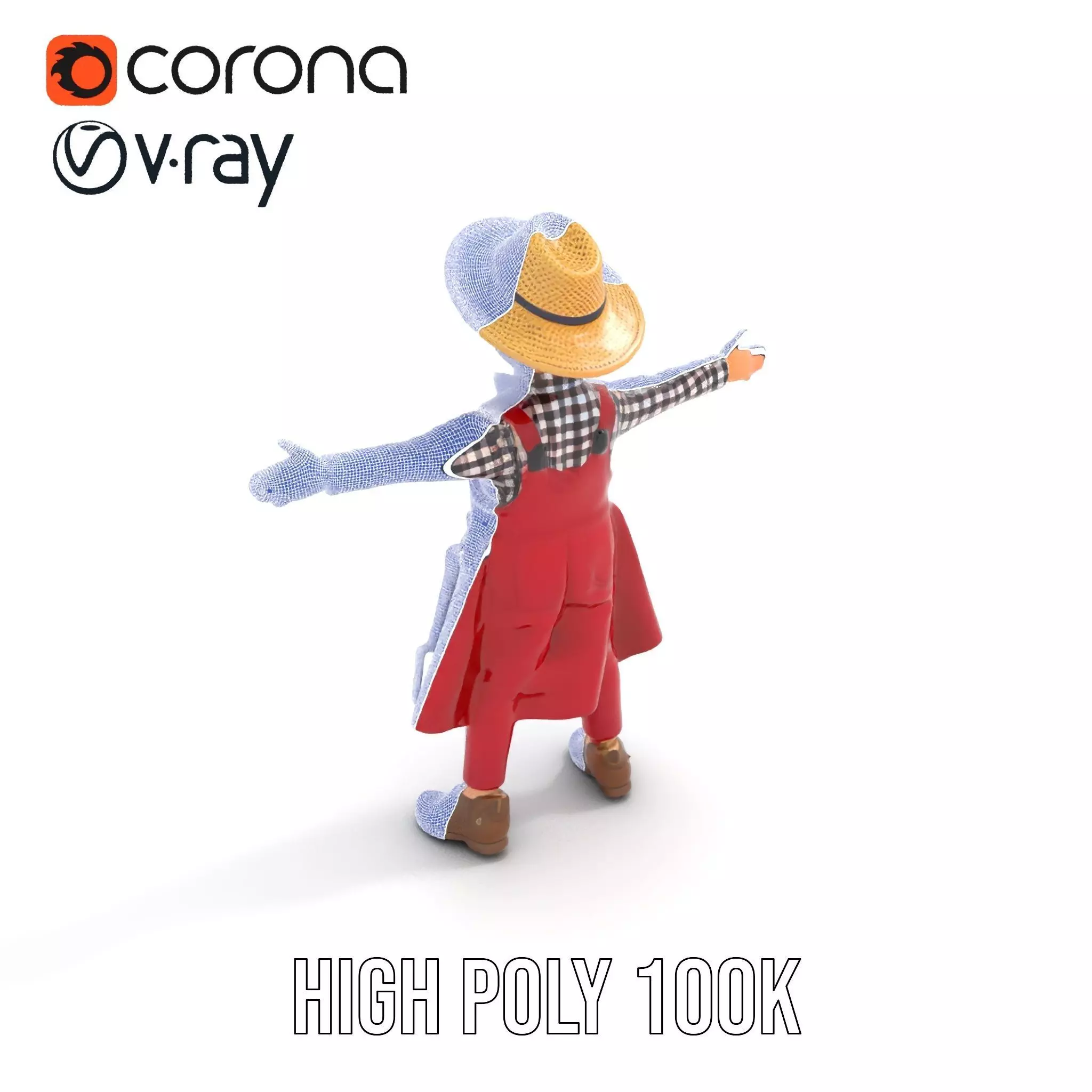 Red Overall Farmer Boy model pack Low-poly 3D model_32