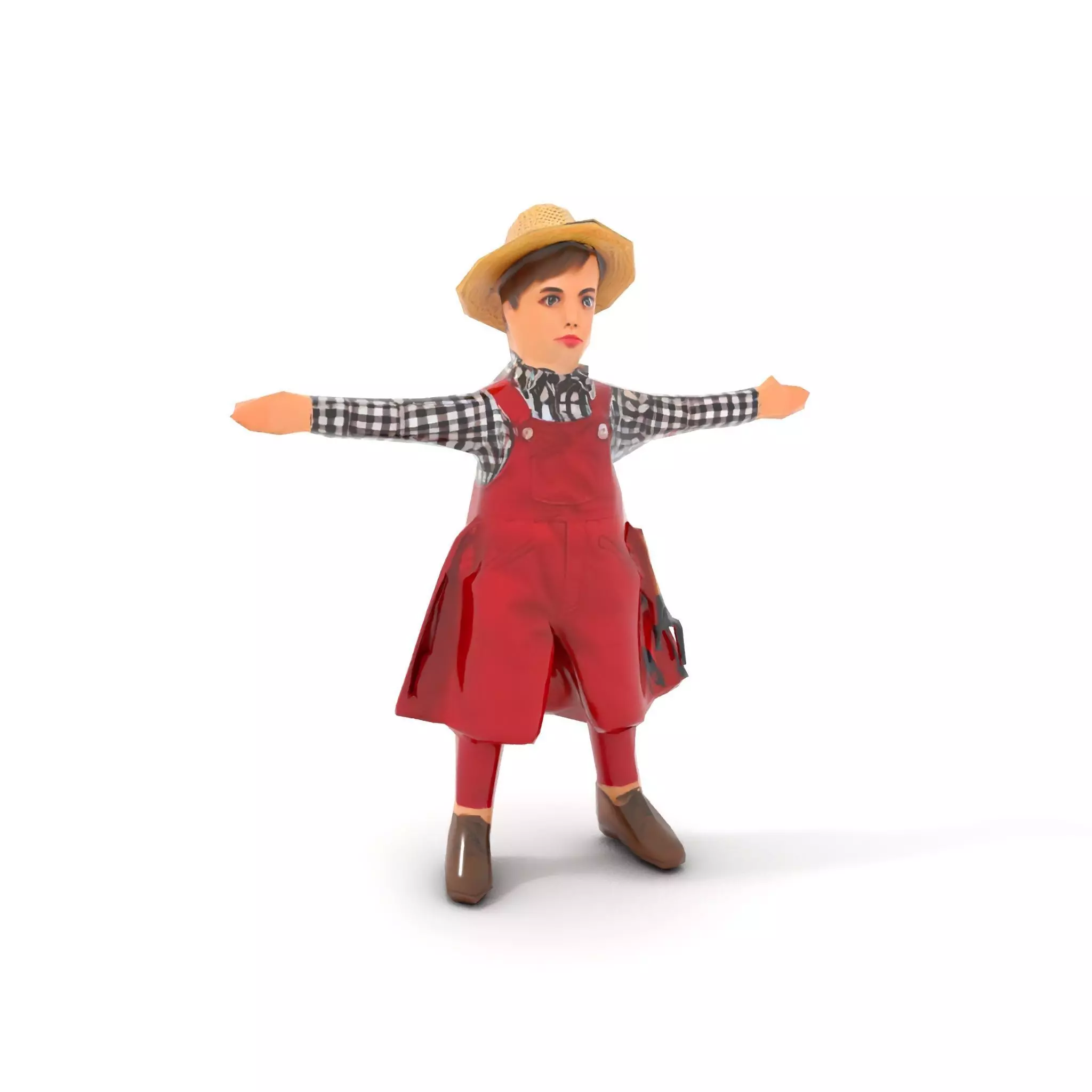 Red Overall Farmer Boy model pack Low-poly 3D model_19