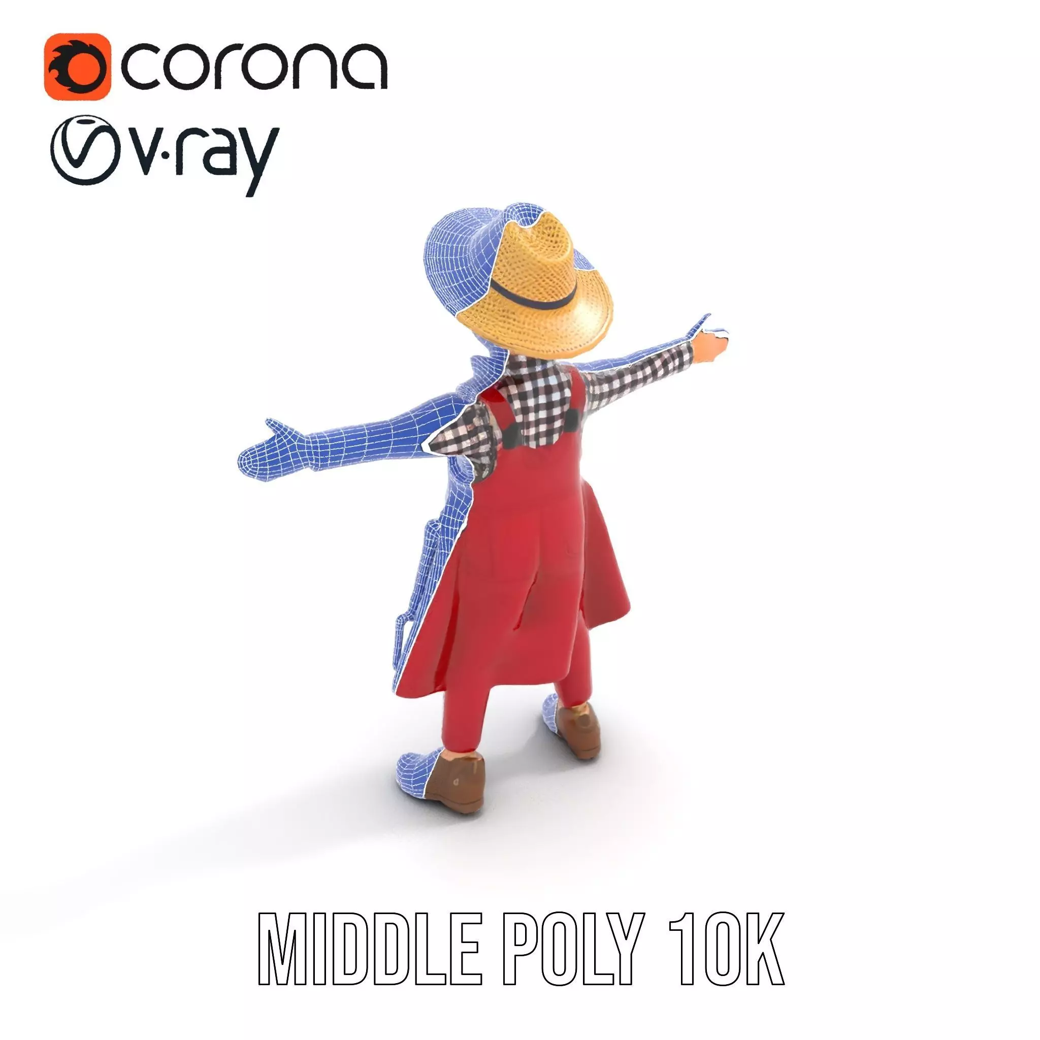 Red Overall Farmer Boy model pack Low-poly 3D model_12