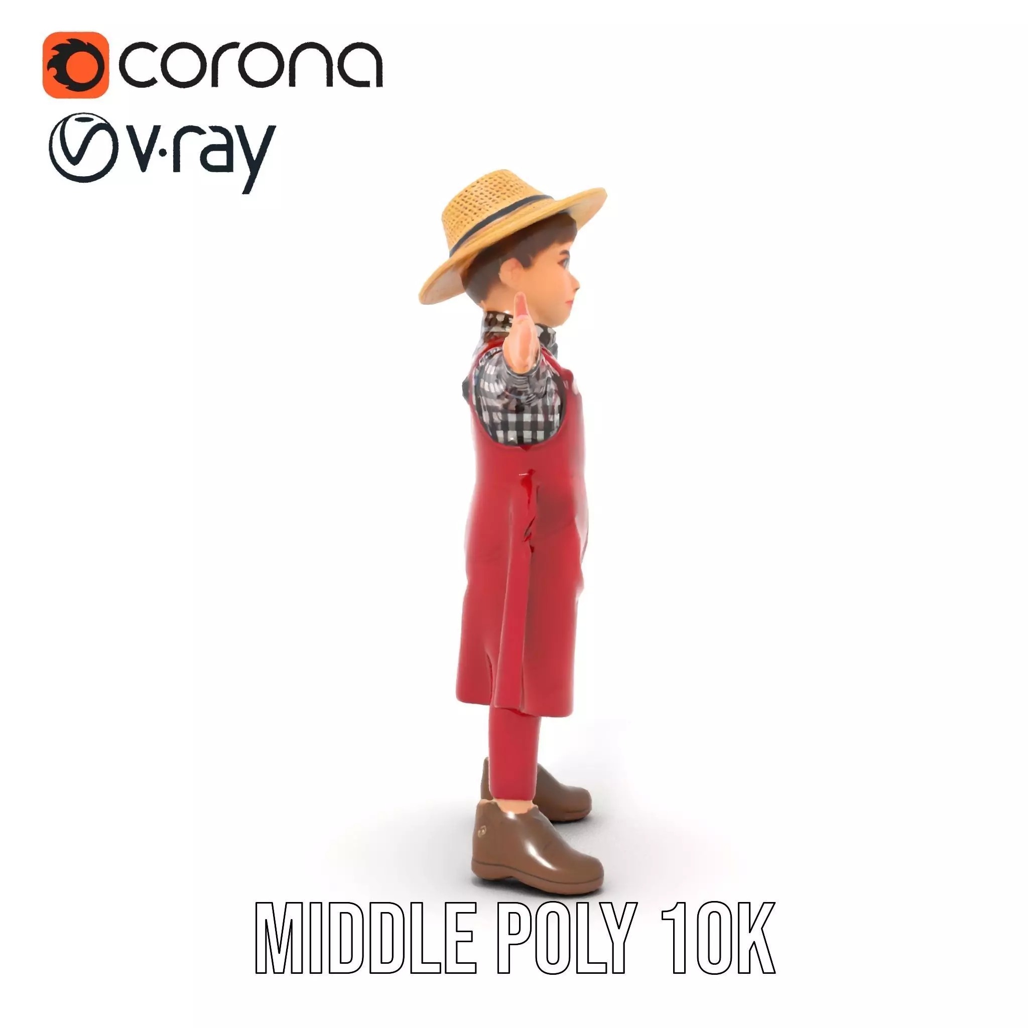 Red Overall Farmer Boy model pack Low-poly 3D model_15