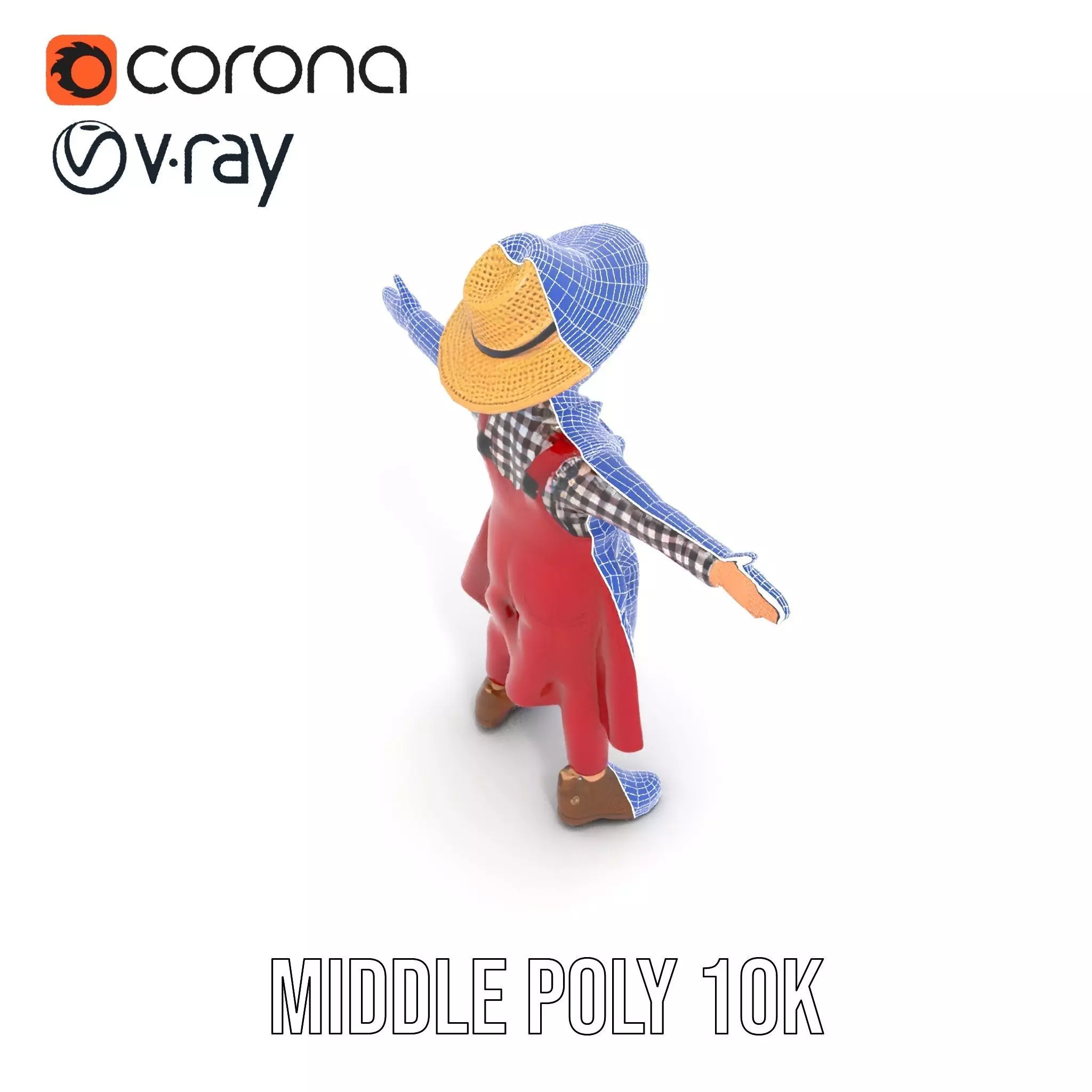 Red Overall Farmer Boy model pack Low-poly 3D model_30