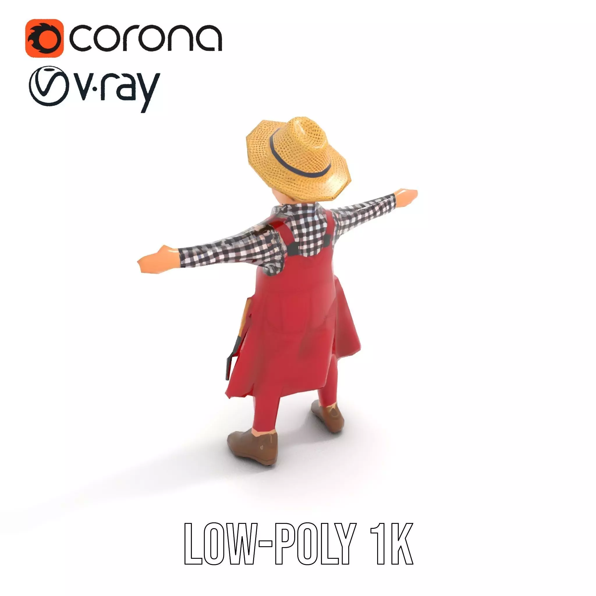 Red Overall Farmer Boy model pack Low-poly 3D model_11