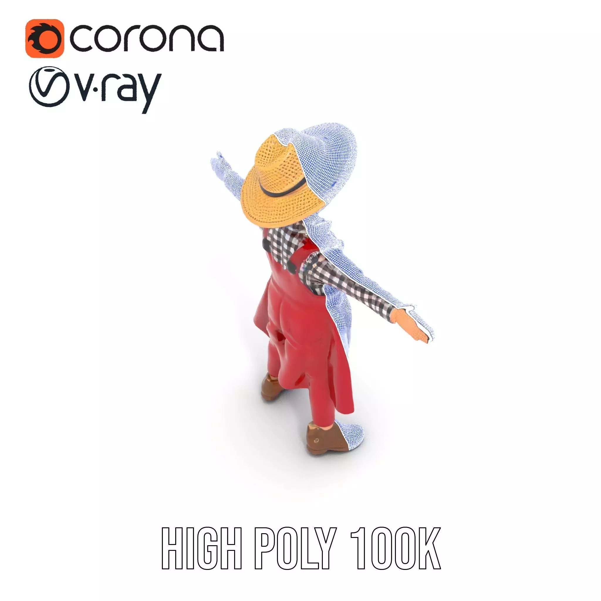 Red Overall Farmer Boy model pack Low-poly 3D model_26