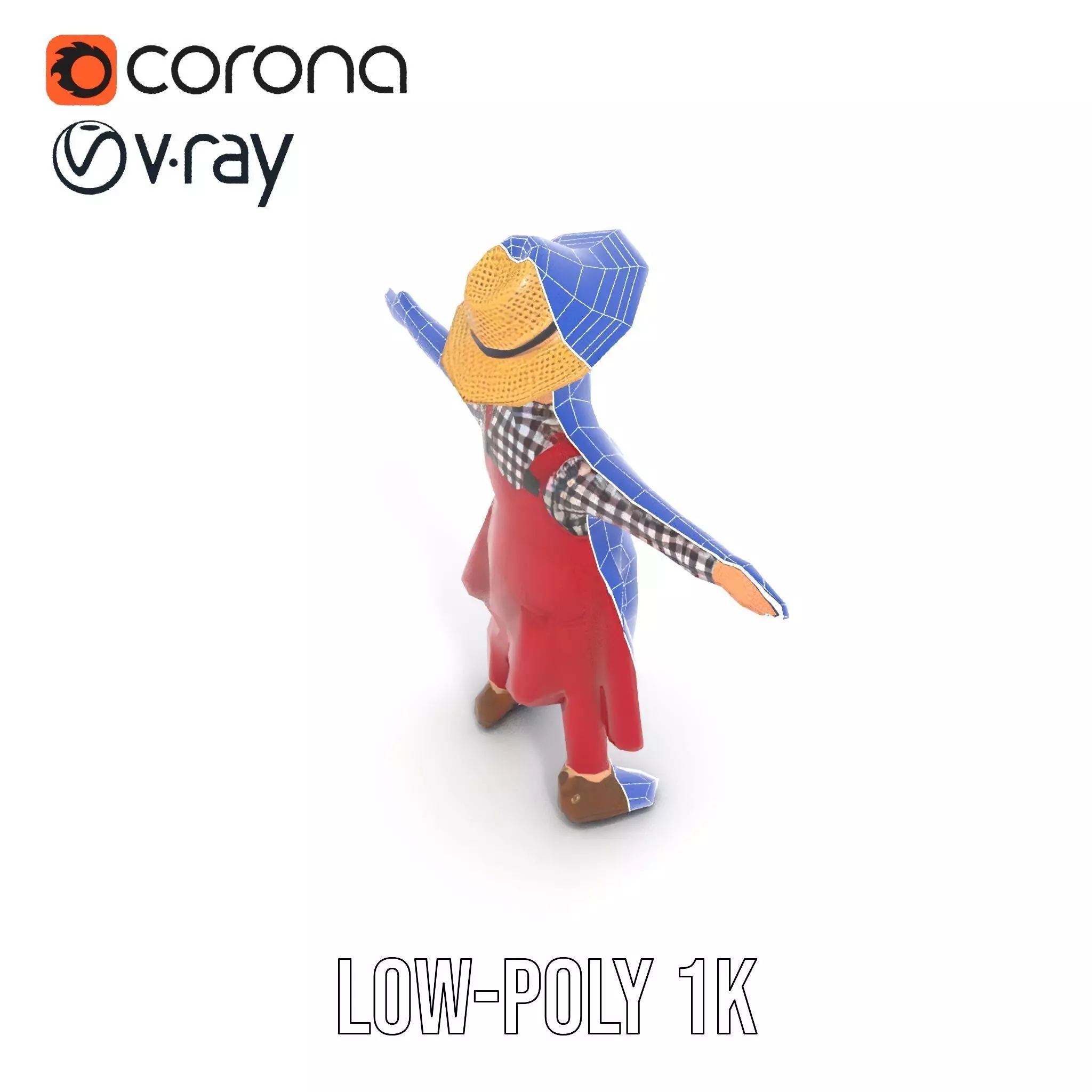 Red Overall Farmer Boy model pack Low-poly 3D model_9