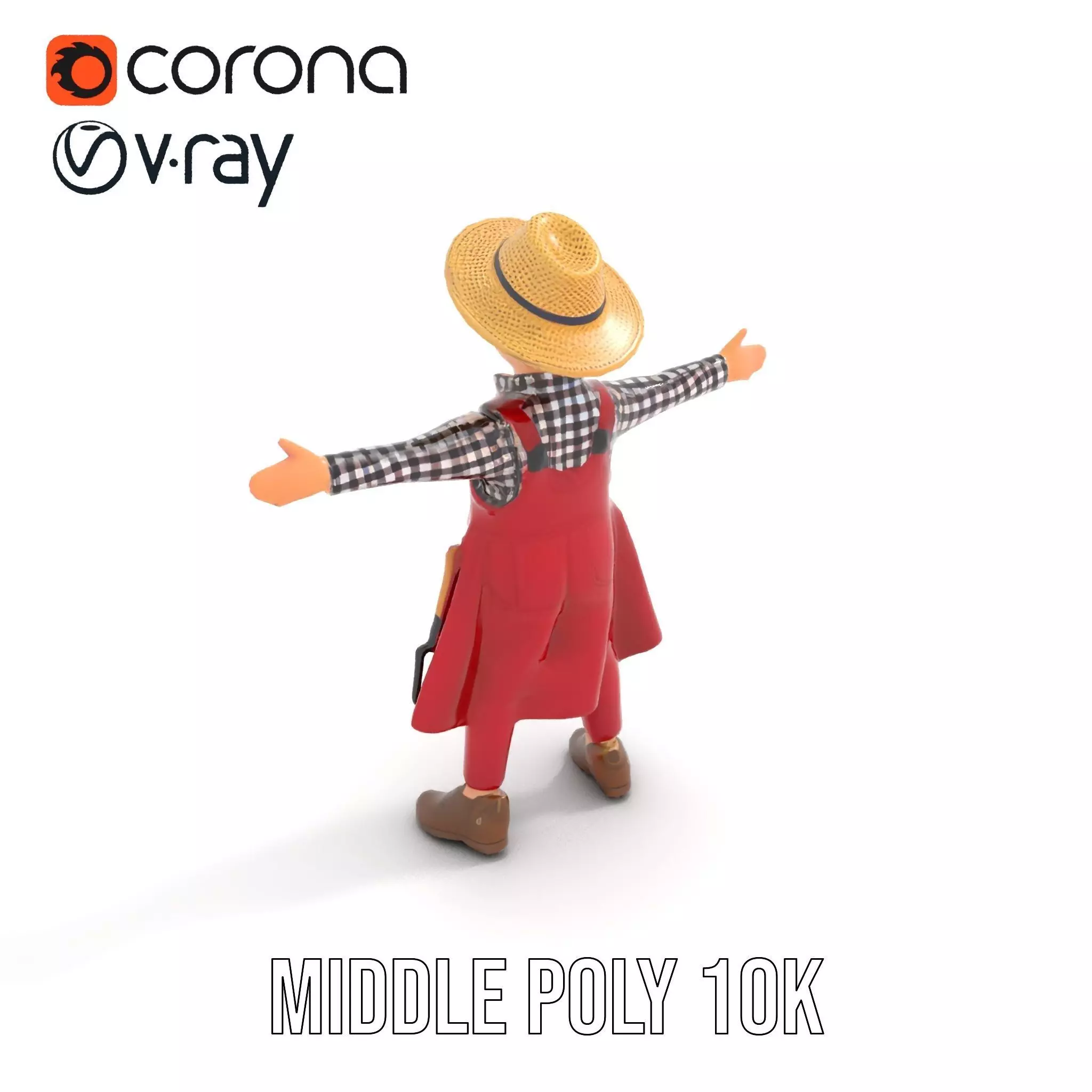 Red Overall Farmer Boy model pack Low-poly 3D model_21