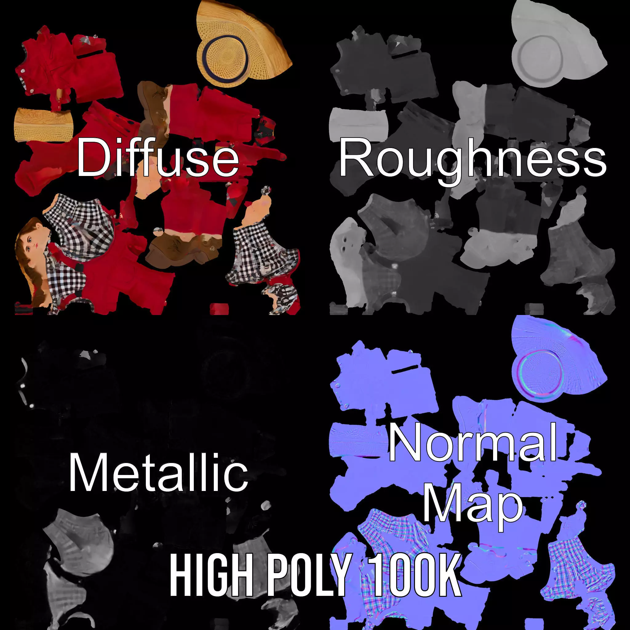 Red Overall Farmer Boy model pack Low-poly 3D model_3