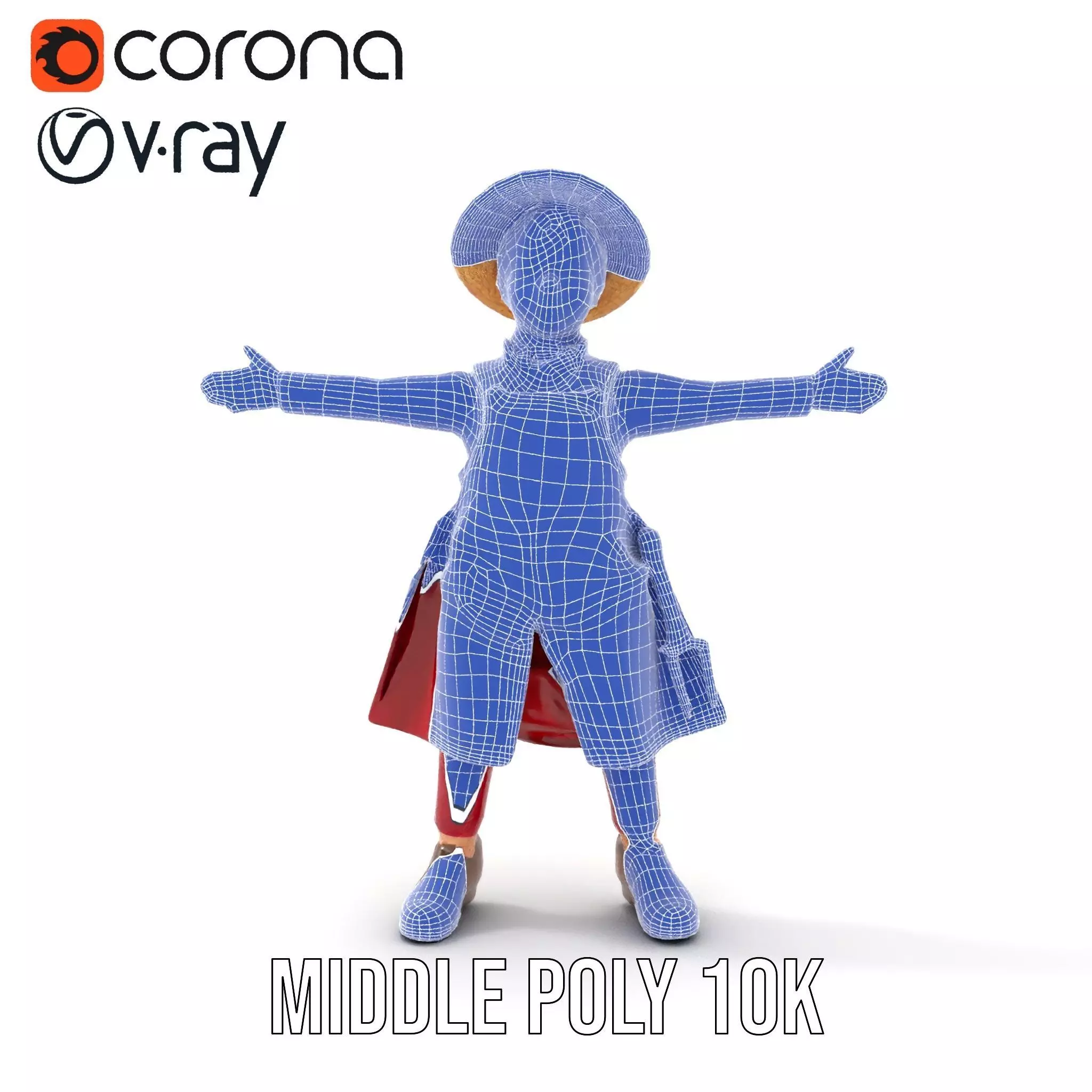 Red Overall Farmer Boy model pack Low-poly 3D model_18